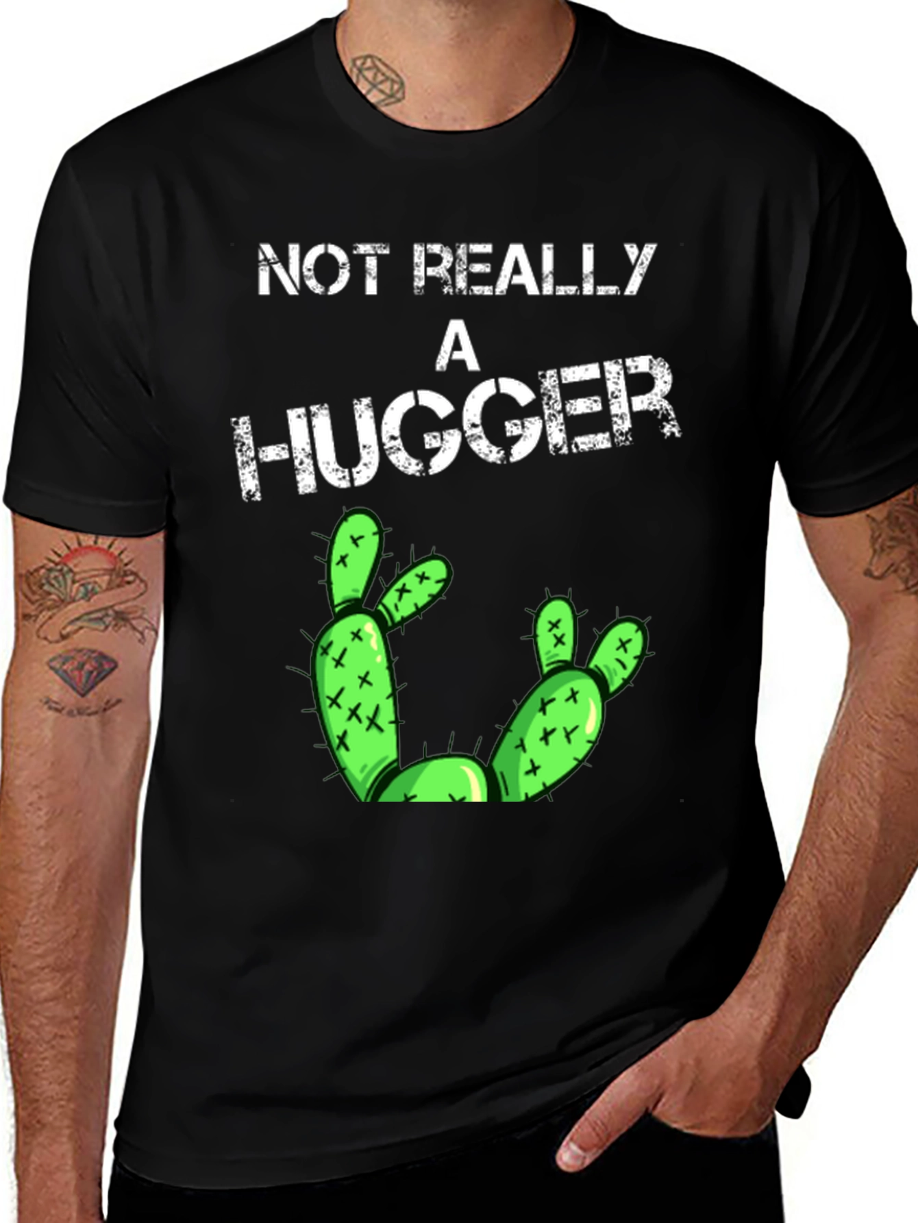 Variant 5 of Not Really a Hugger T-Shirt Funny Cactus Tee