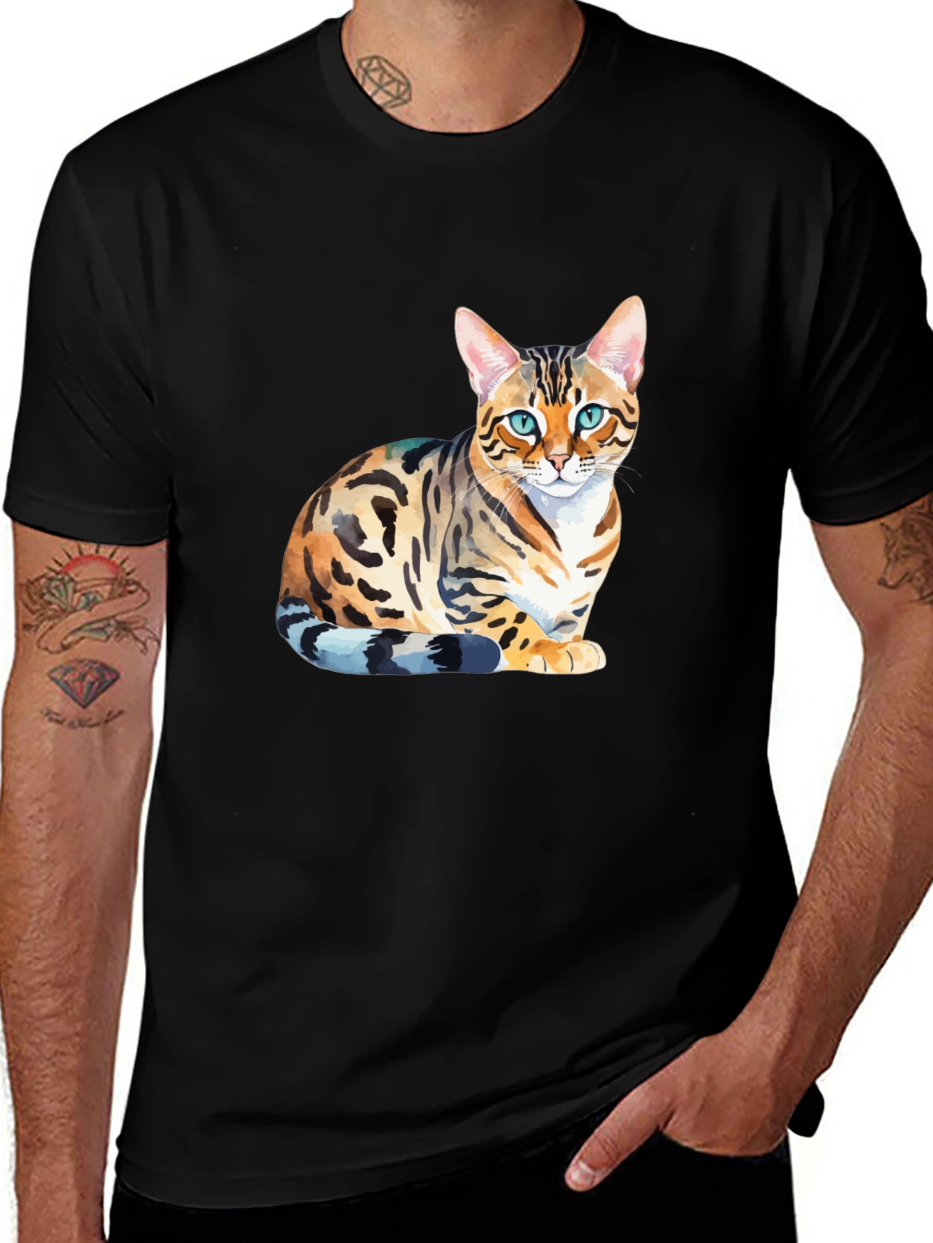 Variant 21 of Bengal Cat Graphic T-Shirt - Stylish Men's Tee