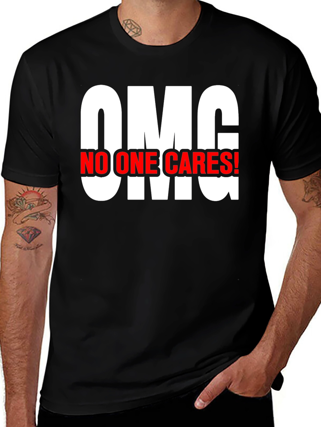 Variant 13 of OMG No One Cares! Black Cotton Graphic Tee