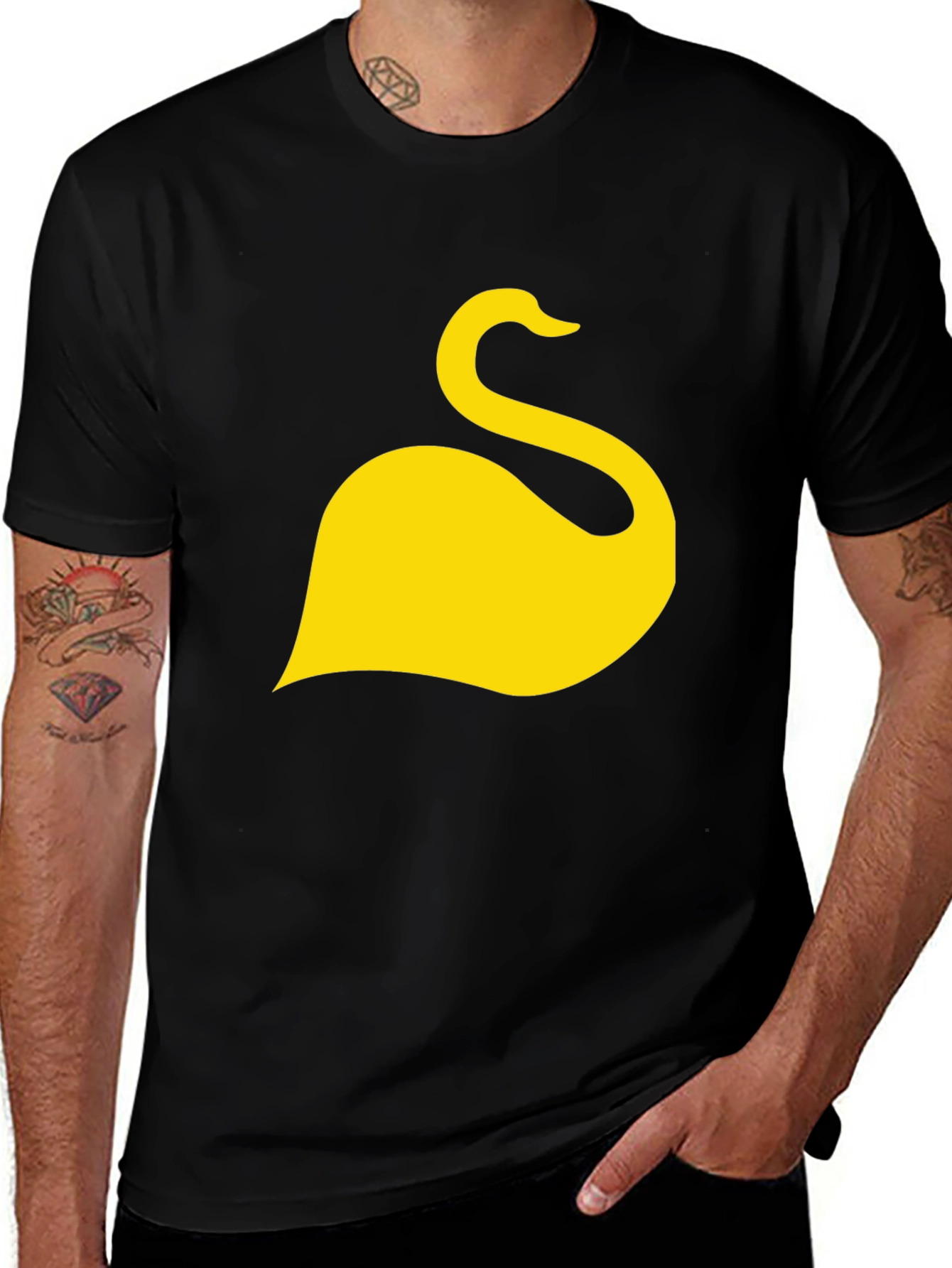 Variant 5 of Black T-Shirt with Yellow Swan Graphic