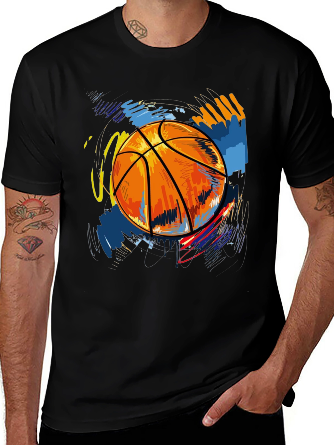 Variant 14 of Basketball Graphic Print Tee - Black