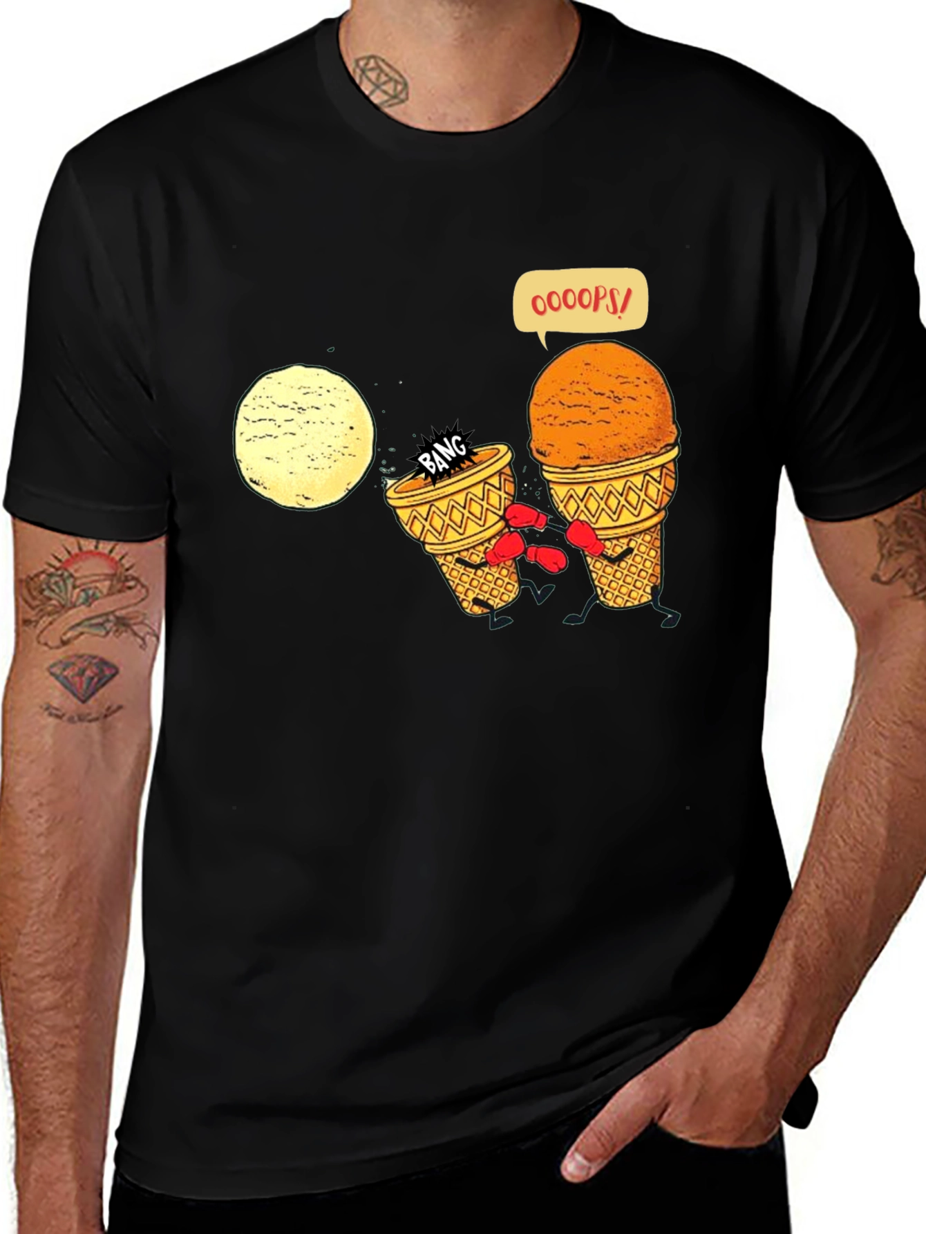 Variant 23 of Funny Ice Cream Boxing T-Shirt - Black