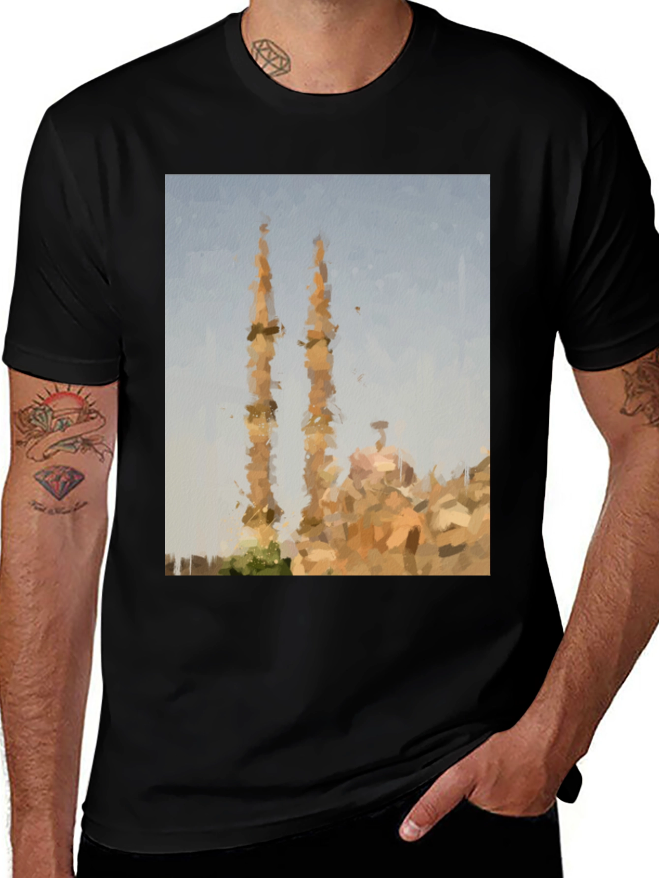 Variant 19 of Artistic Mosque Graphic Tee - Casual Style