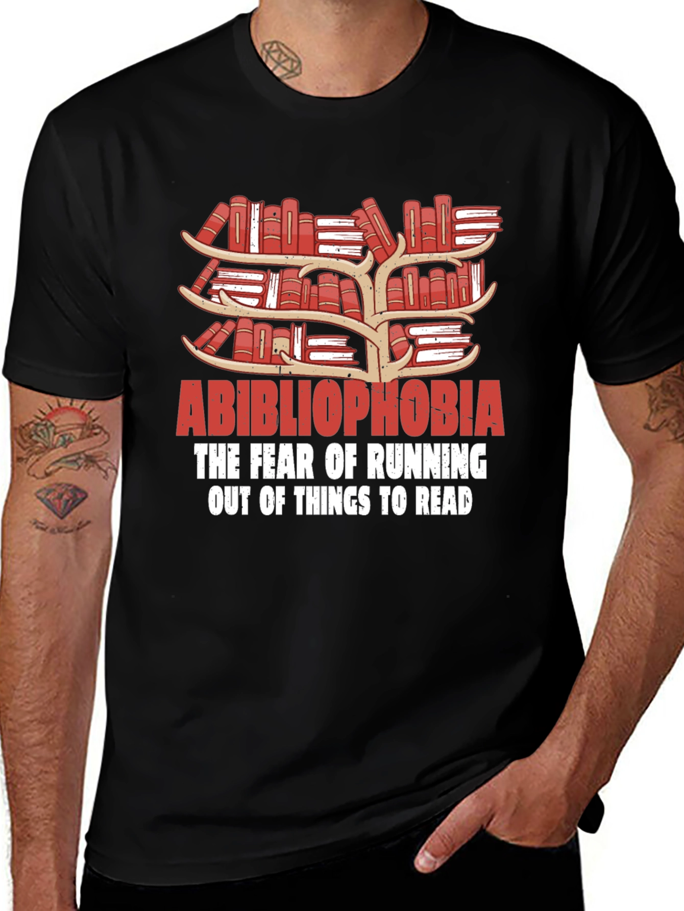 Abibliophobia T-Shirt - Book Lover Fear of Running Out of Books Tee