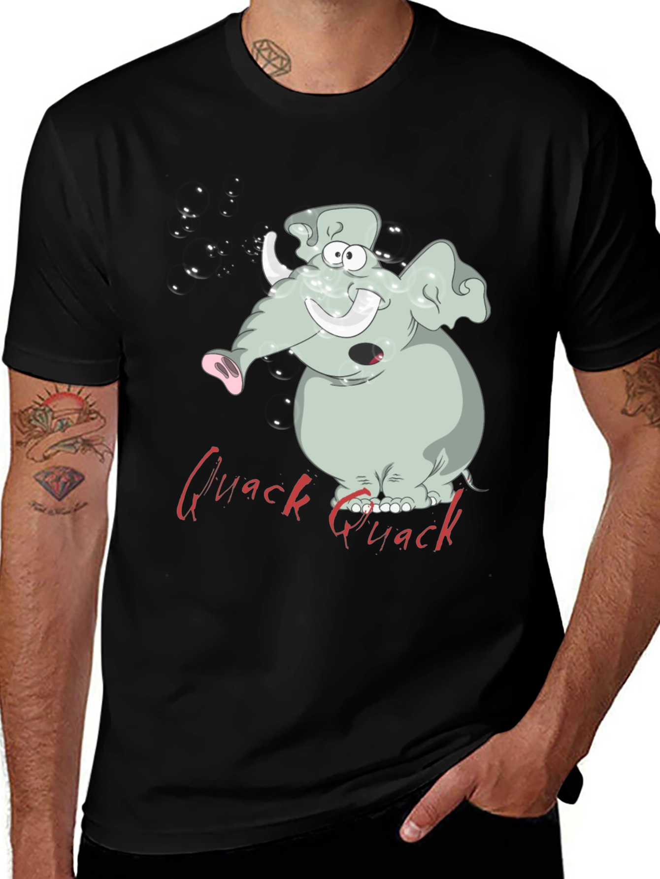 Black Quack Elephant T-Shirt - Cartoon Graphic Tee main image
