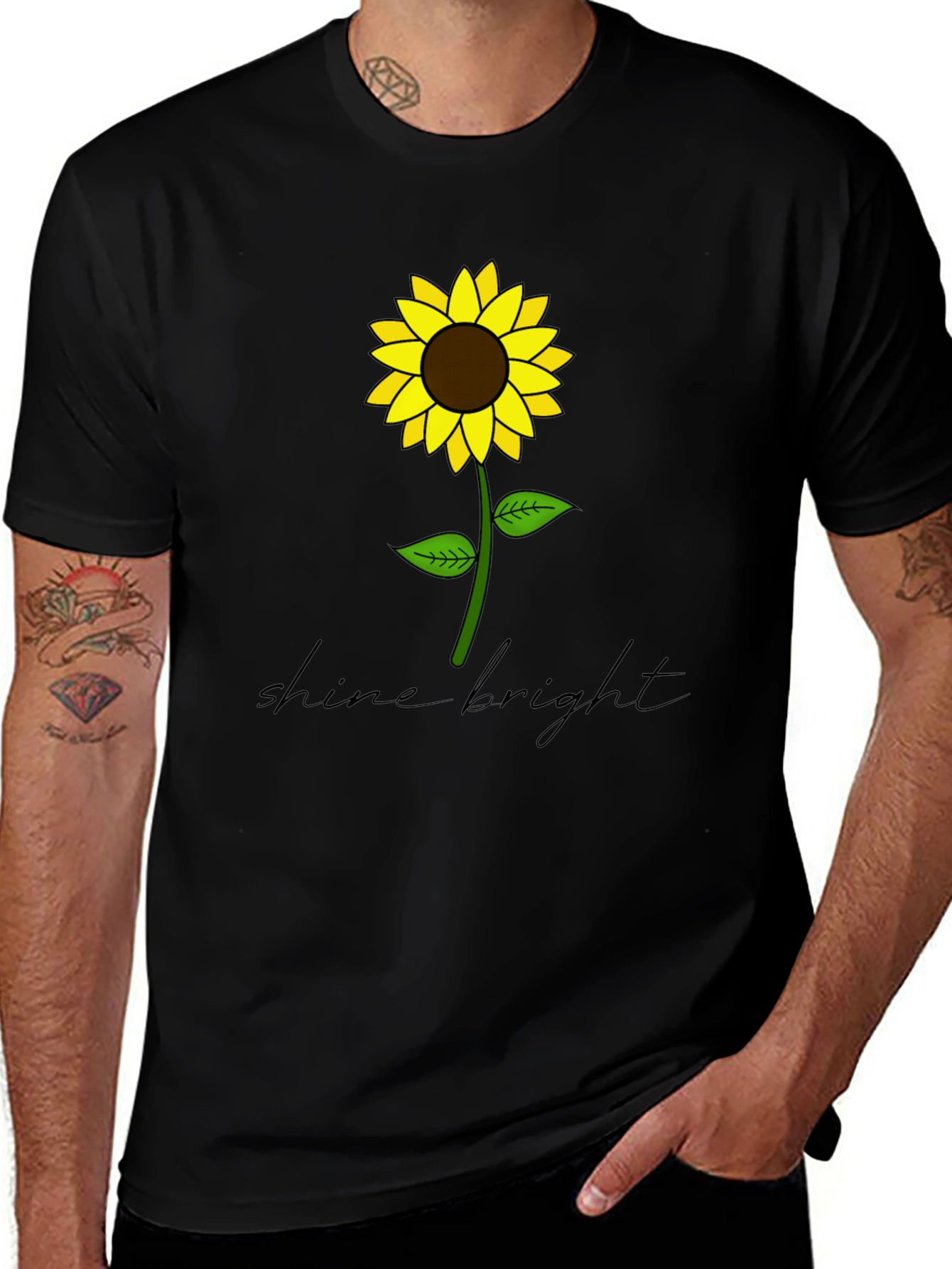 Variant 14 of Shine Bright Sunflower Graphic Tee - Black