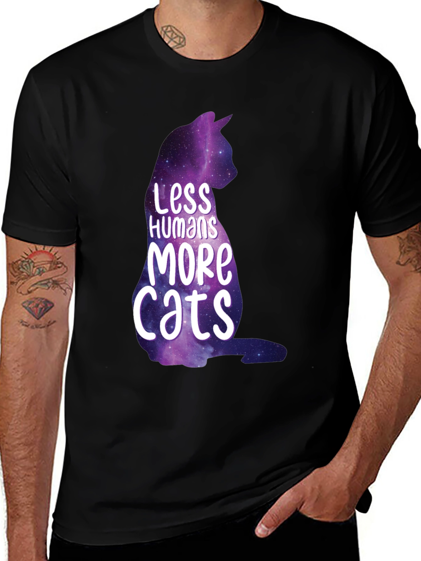 Variant 27 of Less Humans More Cats Galaxy T-Shirt