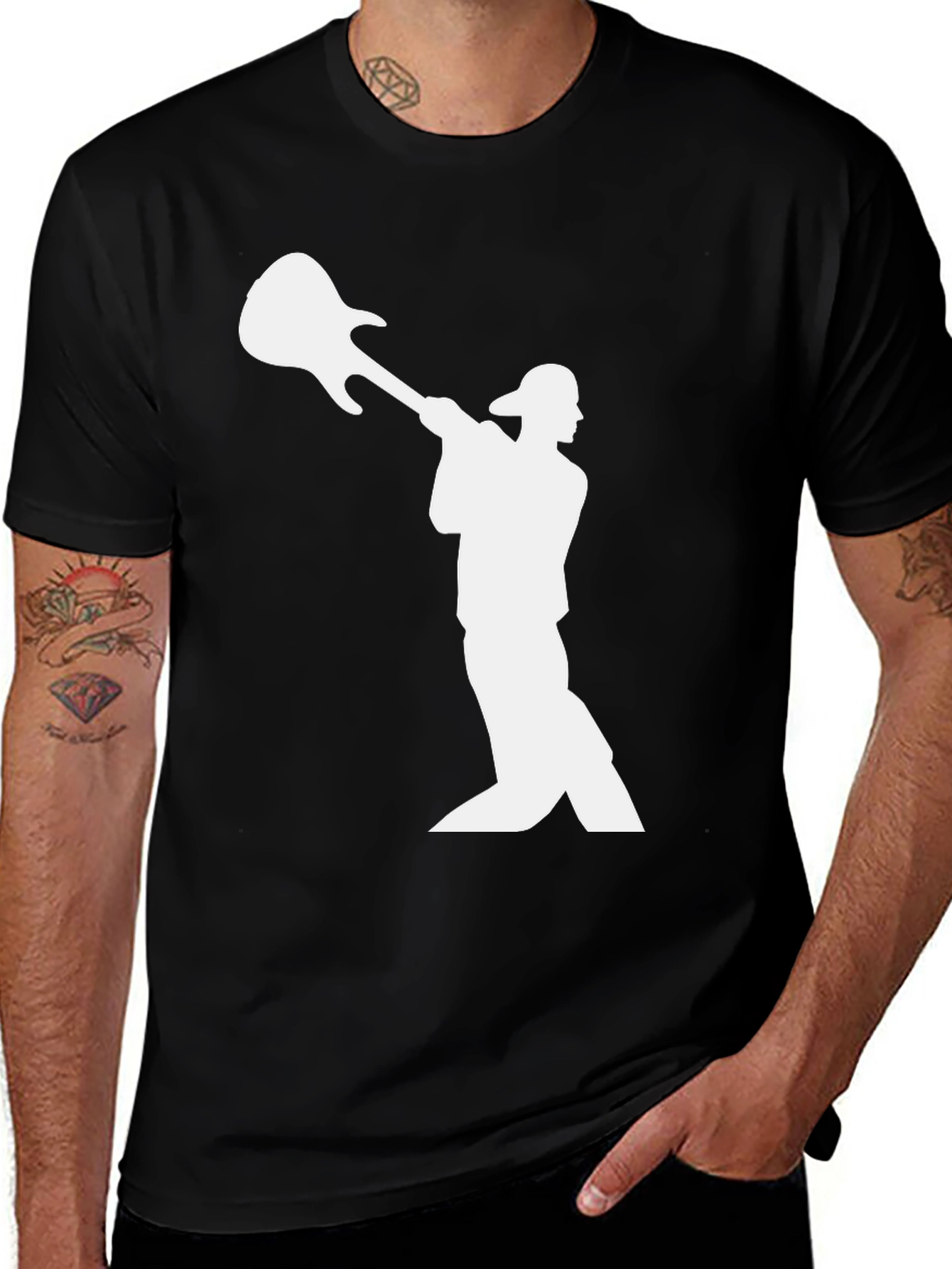 Variant 23 of Guitar Man Graphic Tee - Black Cotton T-Shirt