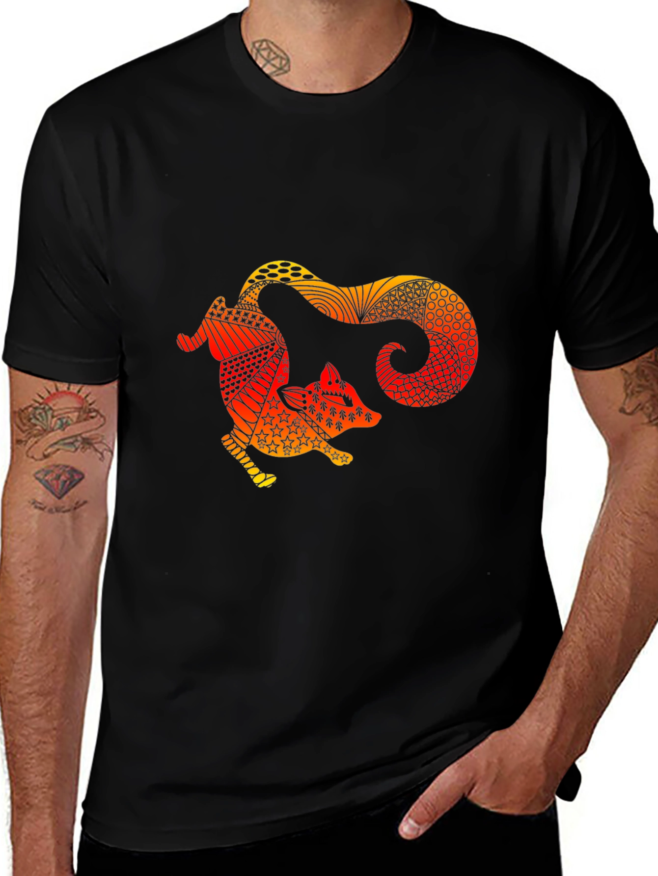Variant 7 of Fox Graphic Black T-Shirt Unique Design