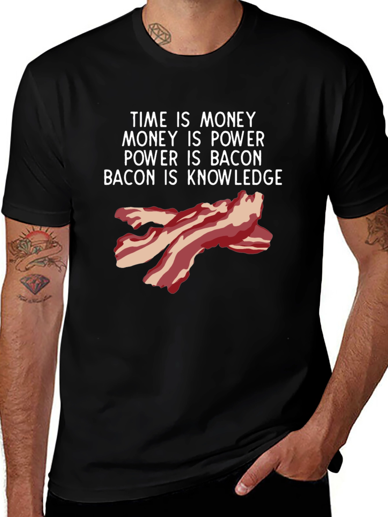 Variant 29 of Time is Money Bacon Knowledge Funny T-Shirt