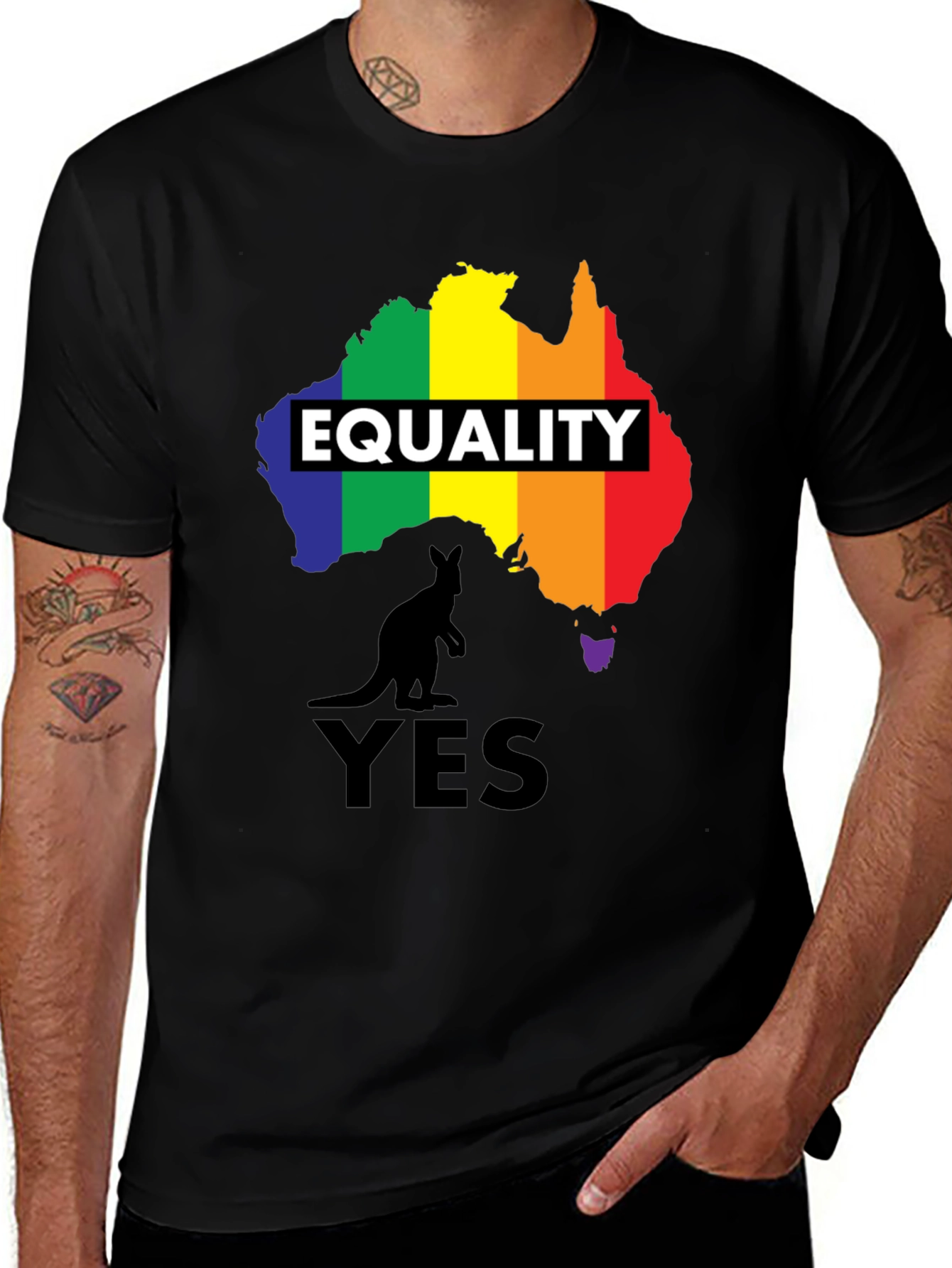 Variant 21 of Equality Yes Australia Pride T-Shirt