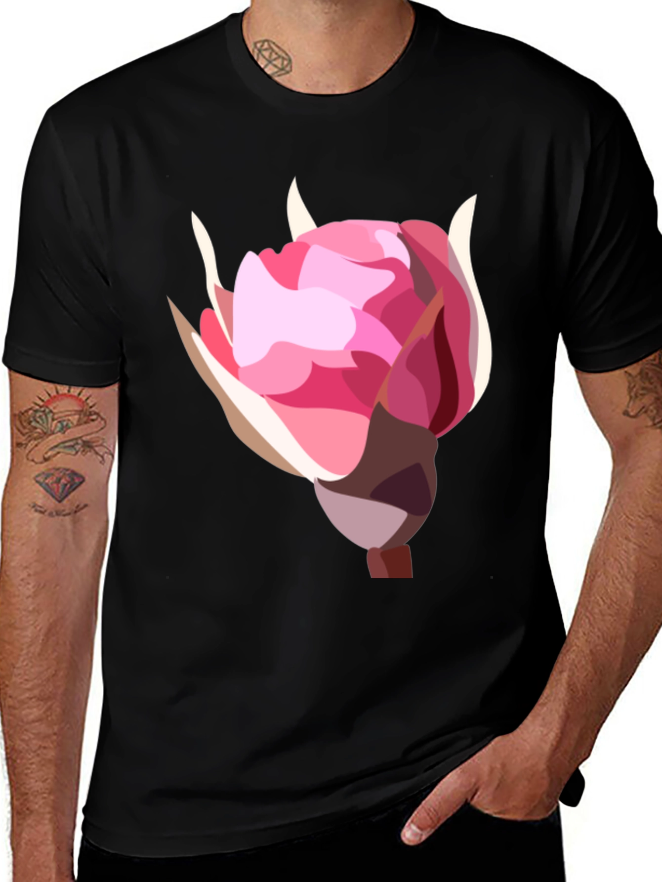 Variant 29 of Floral Tee: Pink Flower Graphic T-Shirt