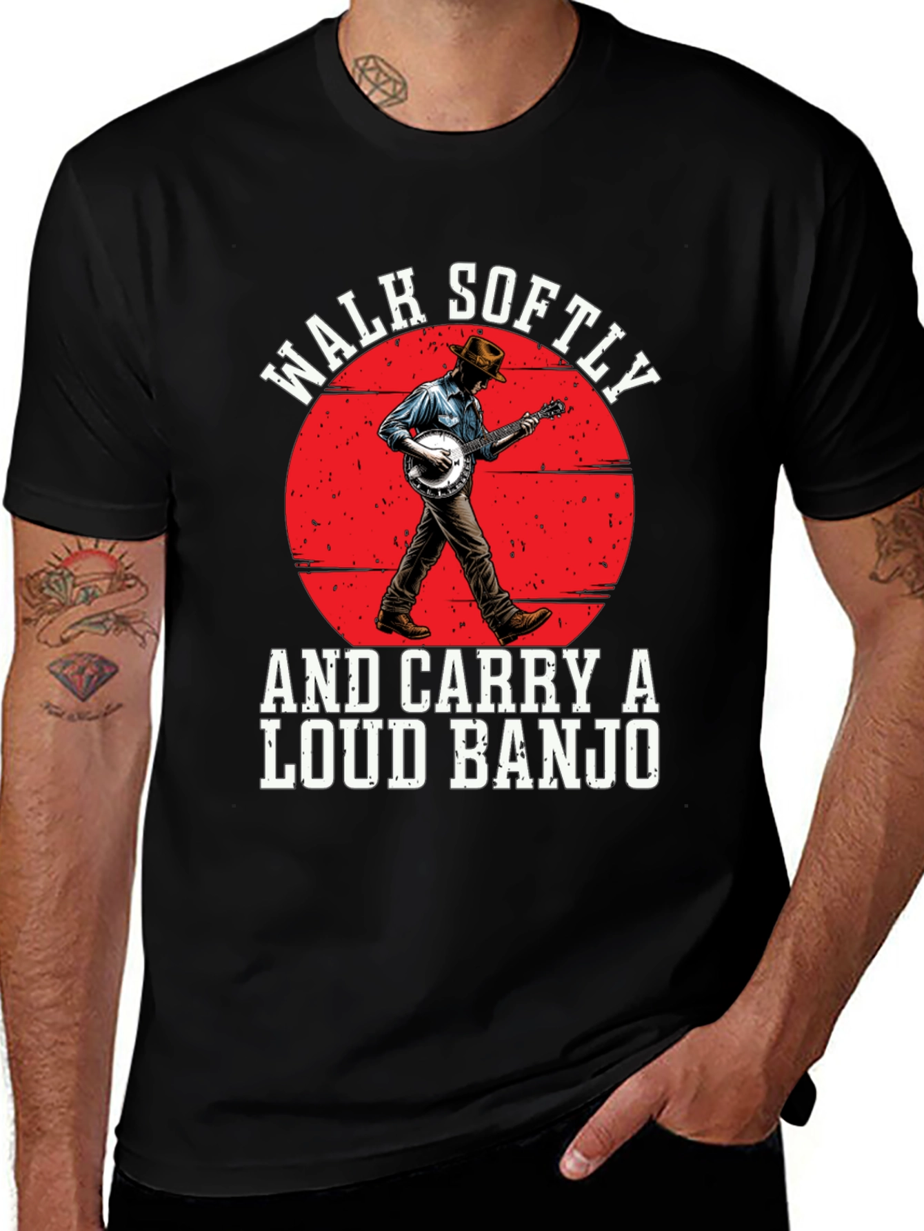 Variant 14 of Walk Softly Banjo T-Shirt