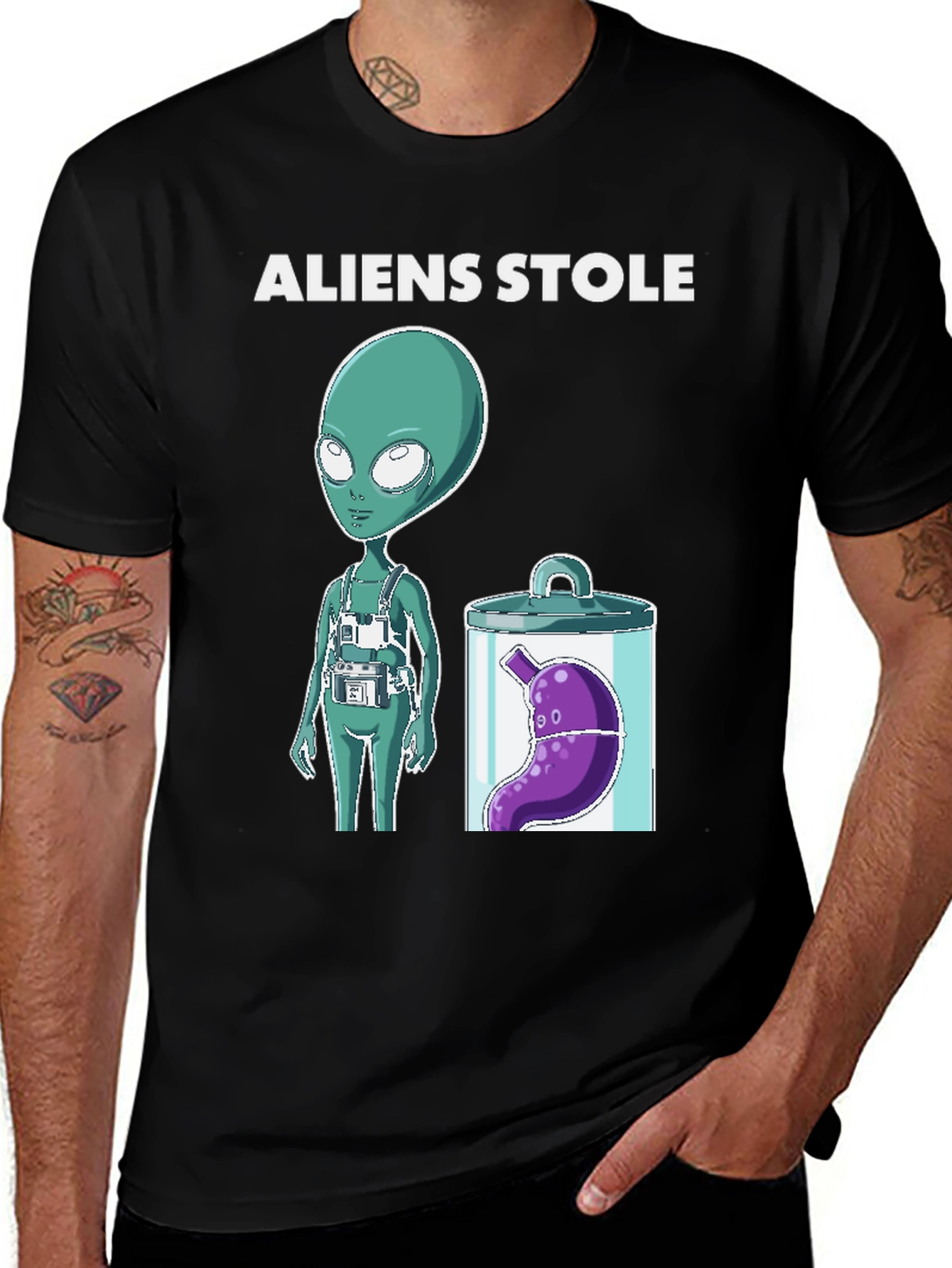 Variant 3 of Aliens Stole My Stomach T-Shirt