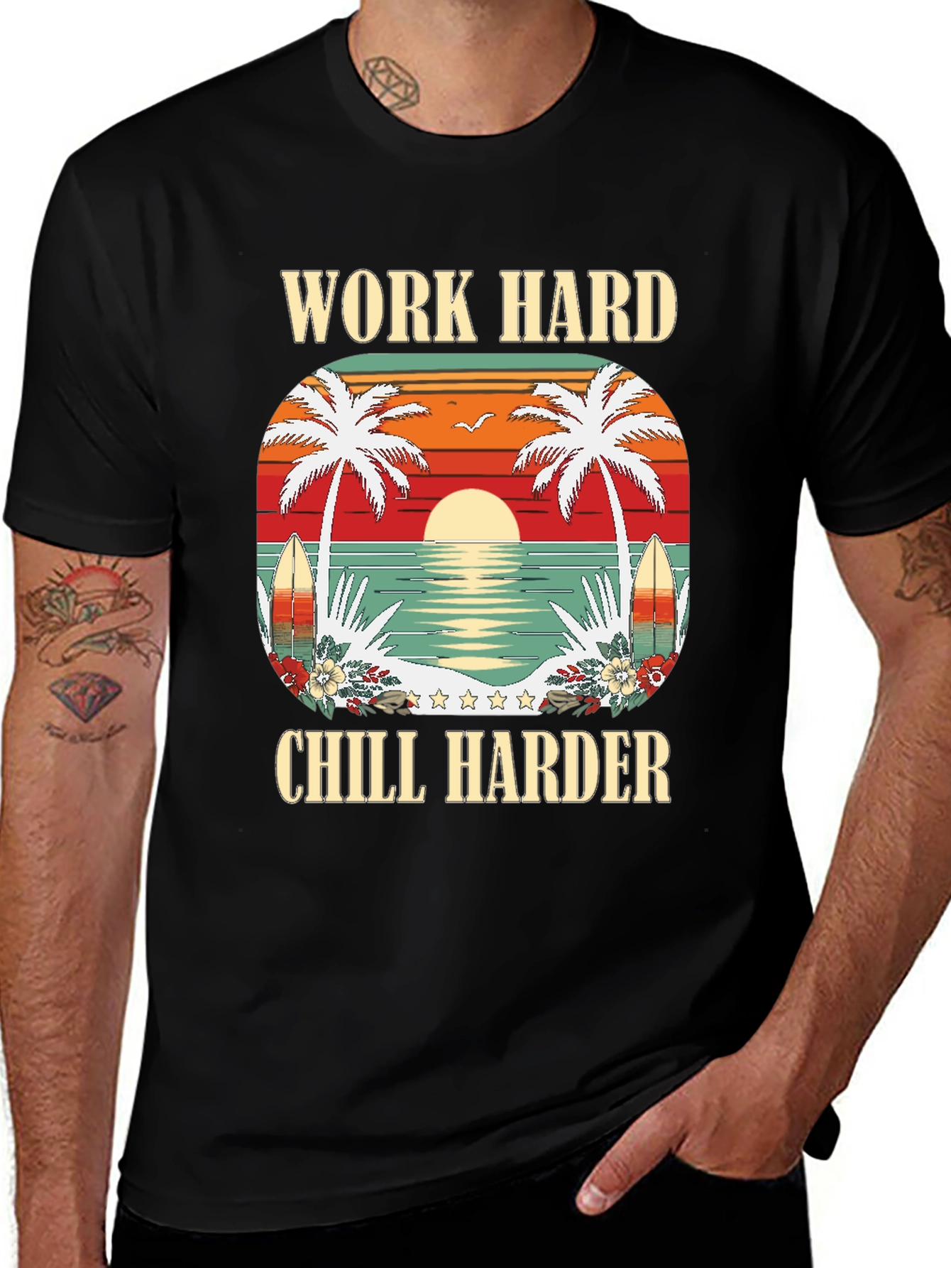 Variant 13 of Work Hard Chill Harder Graphic T-Shirt