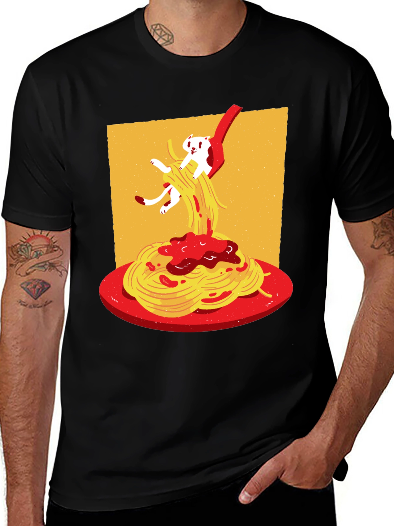 Variant 16 of Cat in Spaghetti T-Shirt - Funny Graphic Tee