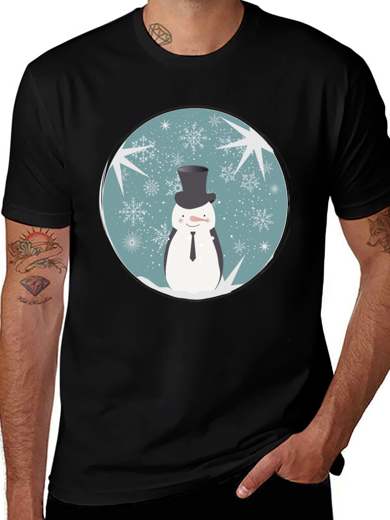 Variant 5 of Snowman Top Hat Graphic T-Shirt