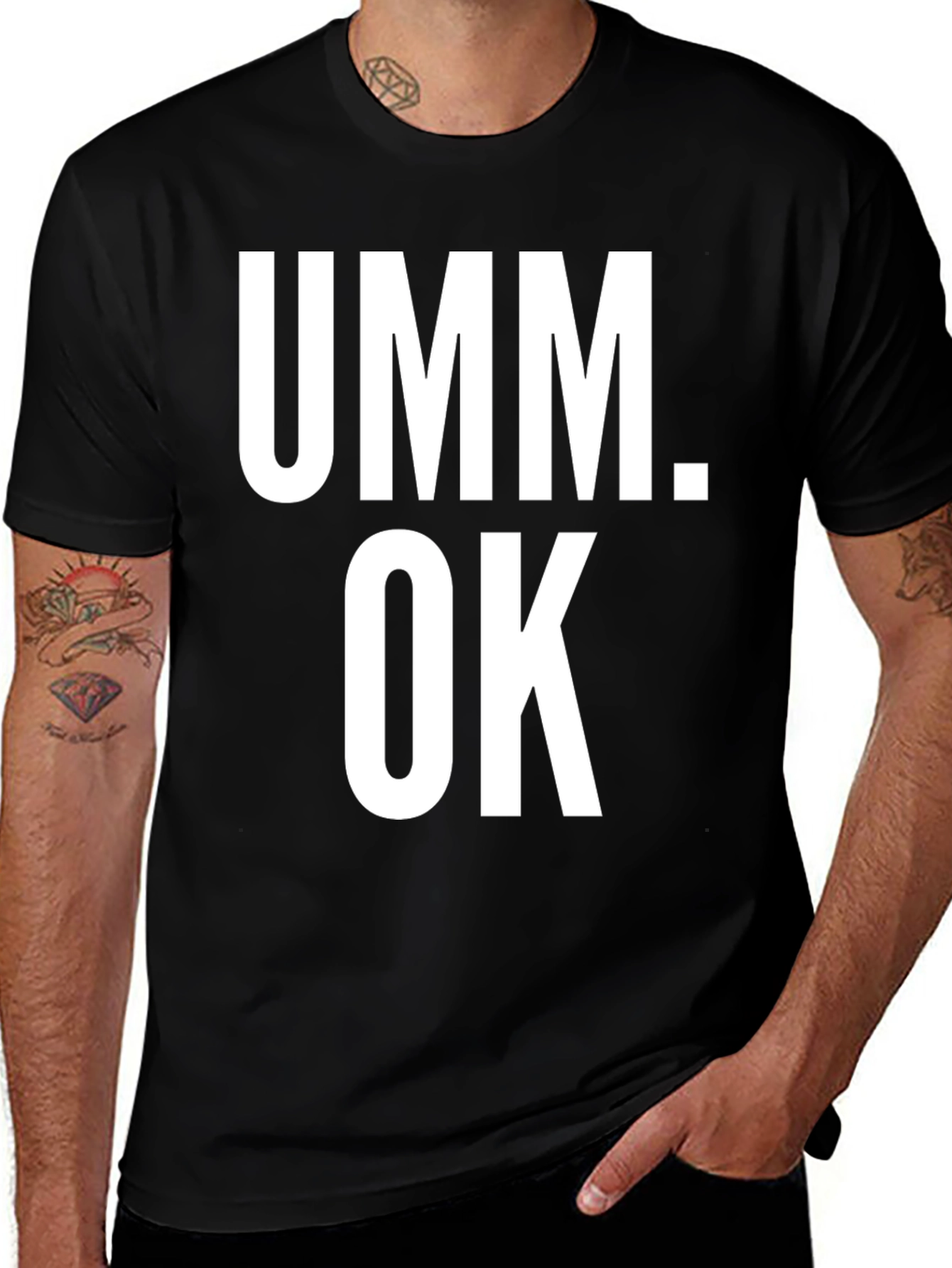 Variant 29 of Umm. OK Black Graphic Tee - Bold Statement Shirt