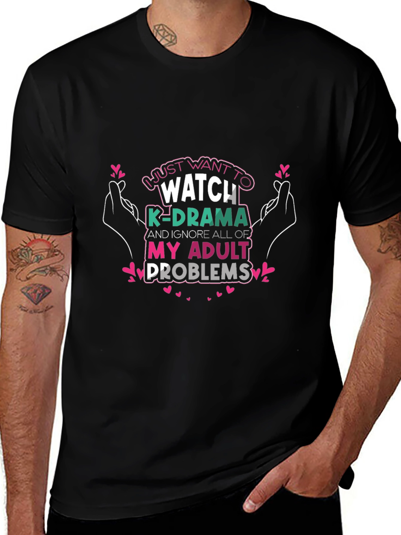 K-Drama Adult Problems Black T-Shirt