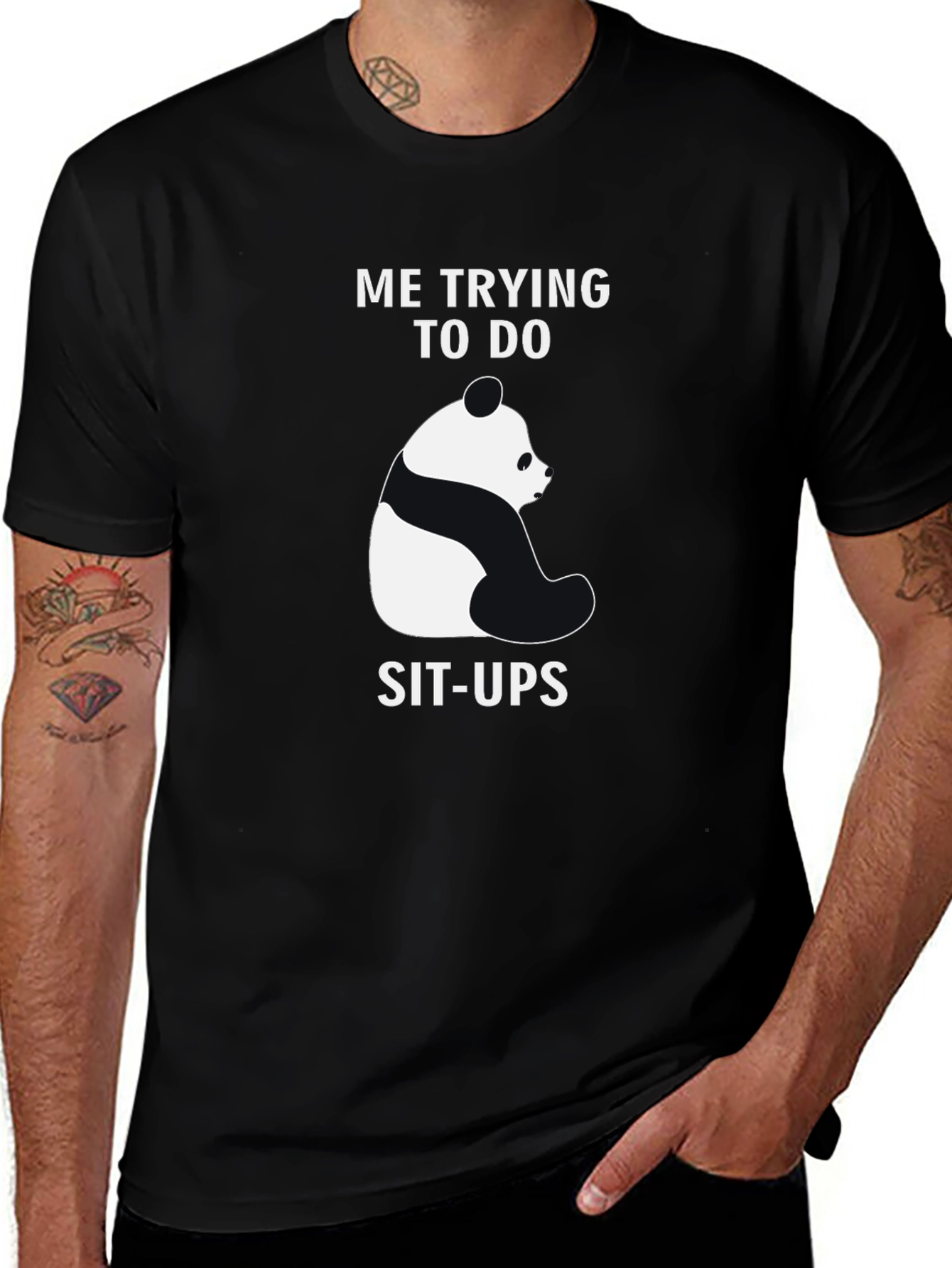 Variant 22 of Panda Sit-Ups Graphic Tee - Black