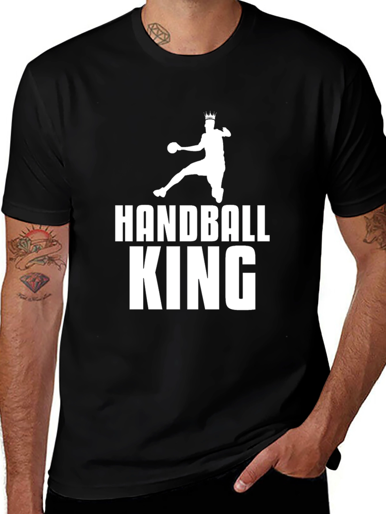 Variant 10 of Handball King T-Shirt - Black Graphic Tee for Handball Players