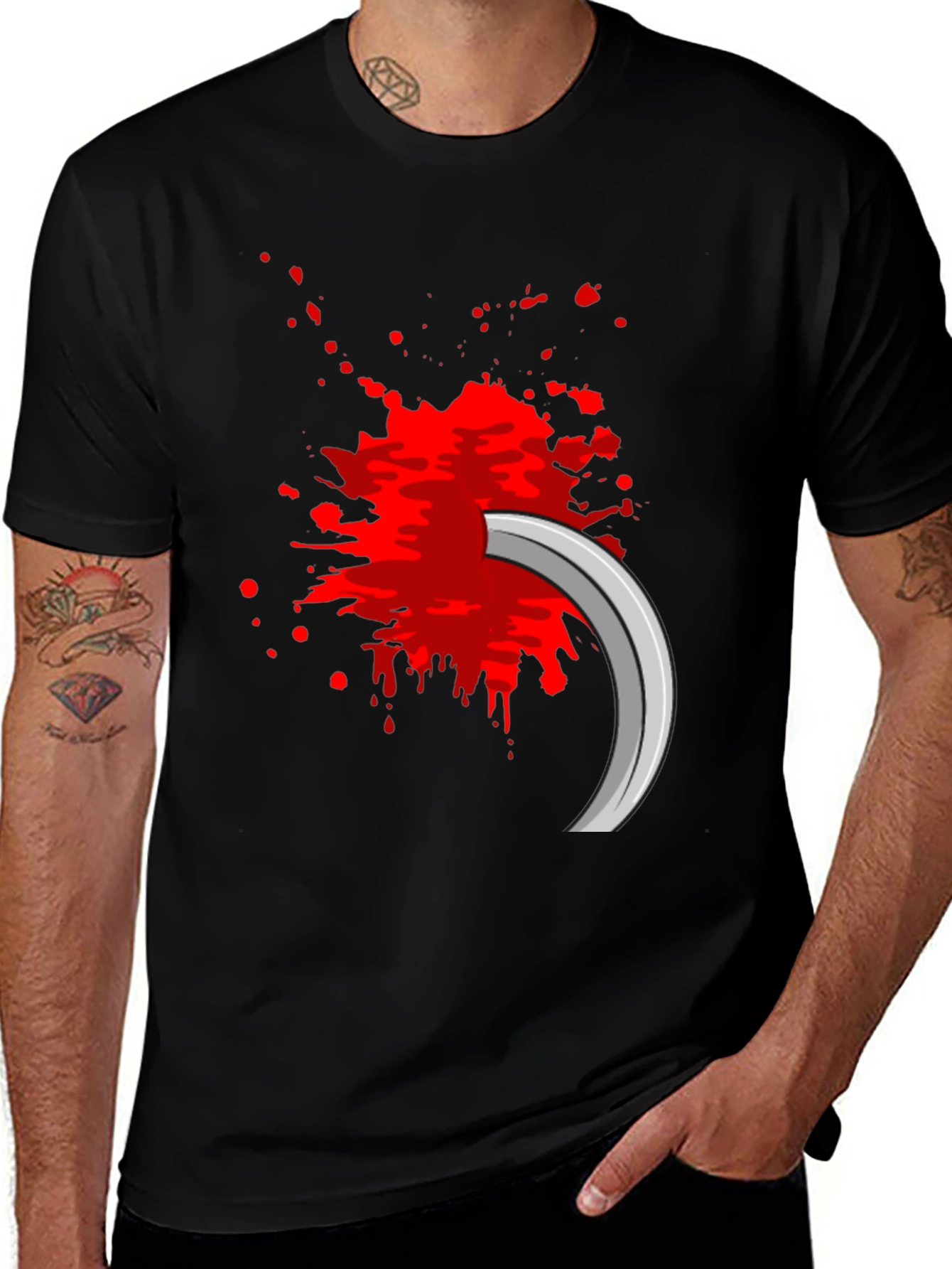 Variant 6 of Bloody Moon Sickle Black T-Shirt