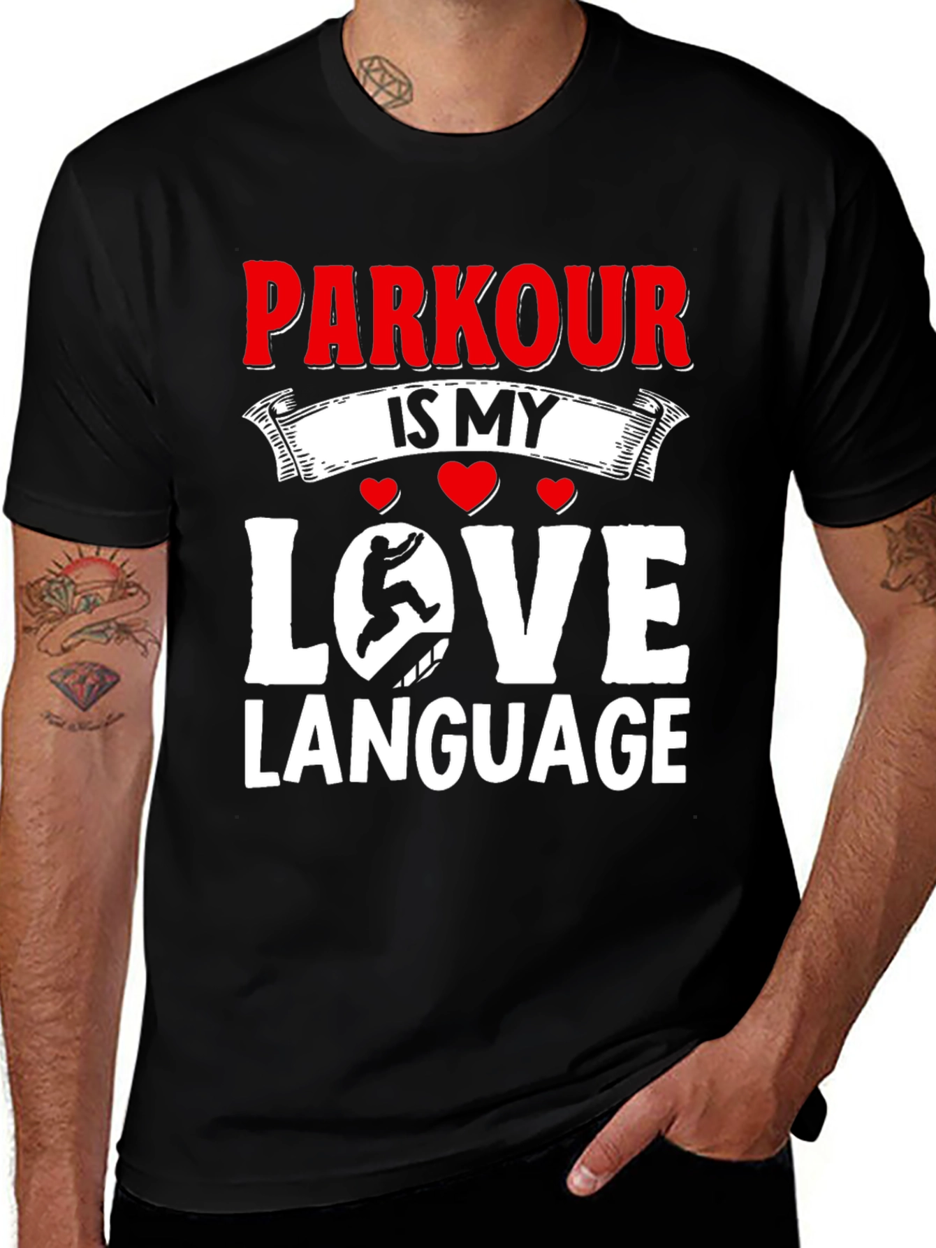 Variant 16 of Parkour Is My Love Language Black T-Shirt