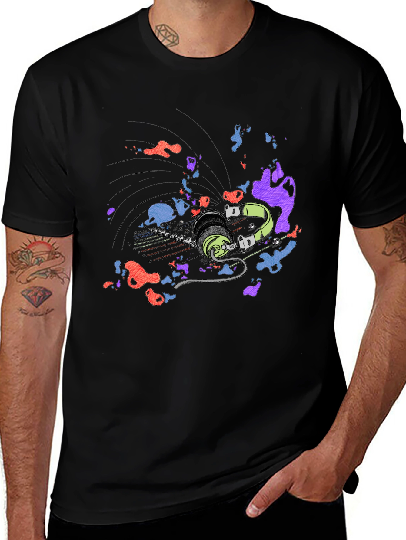 Variant 17 of Abstract Headphones Graphic T-Shirt