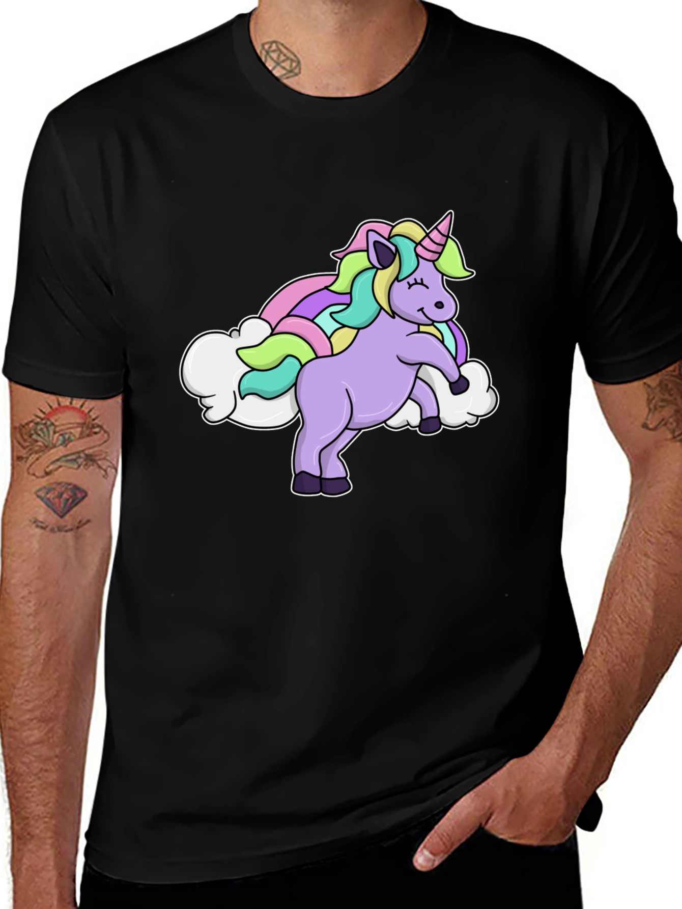 Variant 18 of Unicorn on a Cloud Graphic Tee - Black