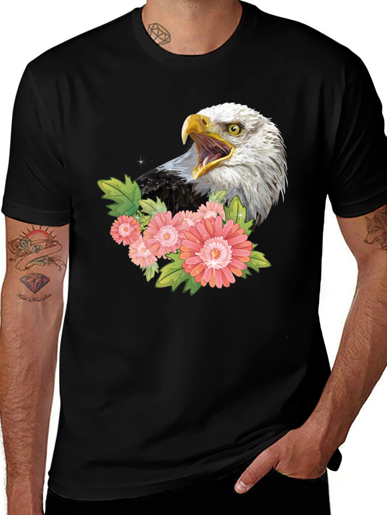 Variant 8 of Eagle and Floral Graphic Print T-Shirt
