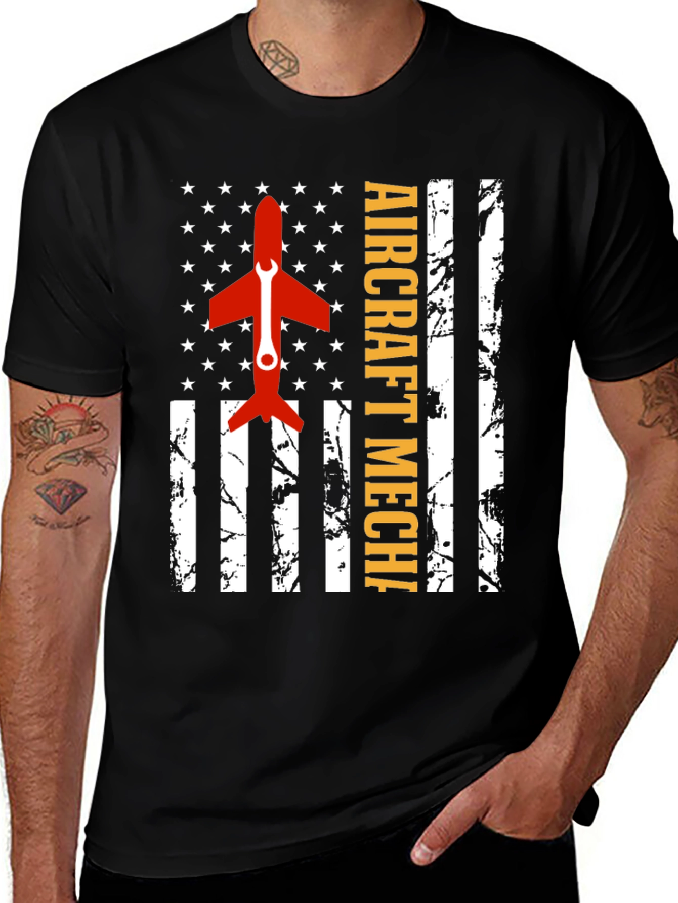 Aircraft Mechanic Flag Graphic T-Shirt