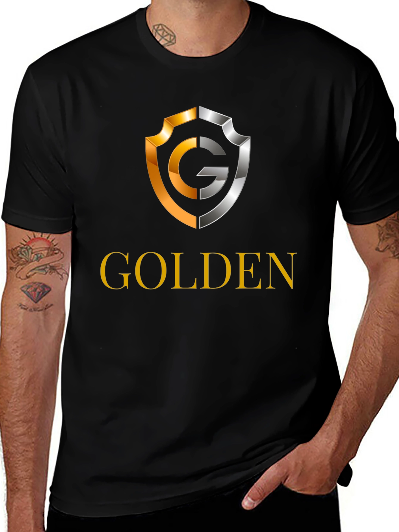 Variant 3 of Golden Logo Black T-Shirt