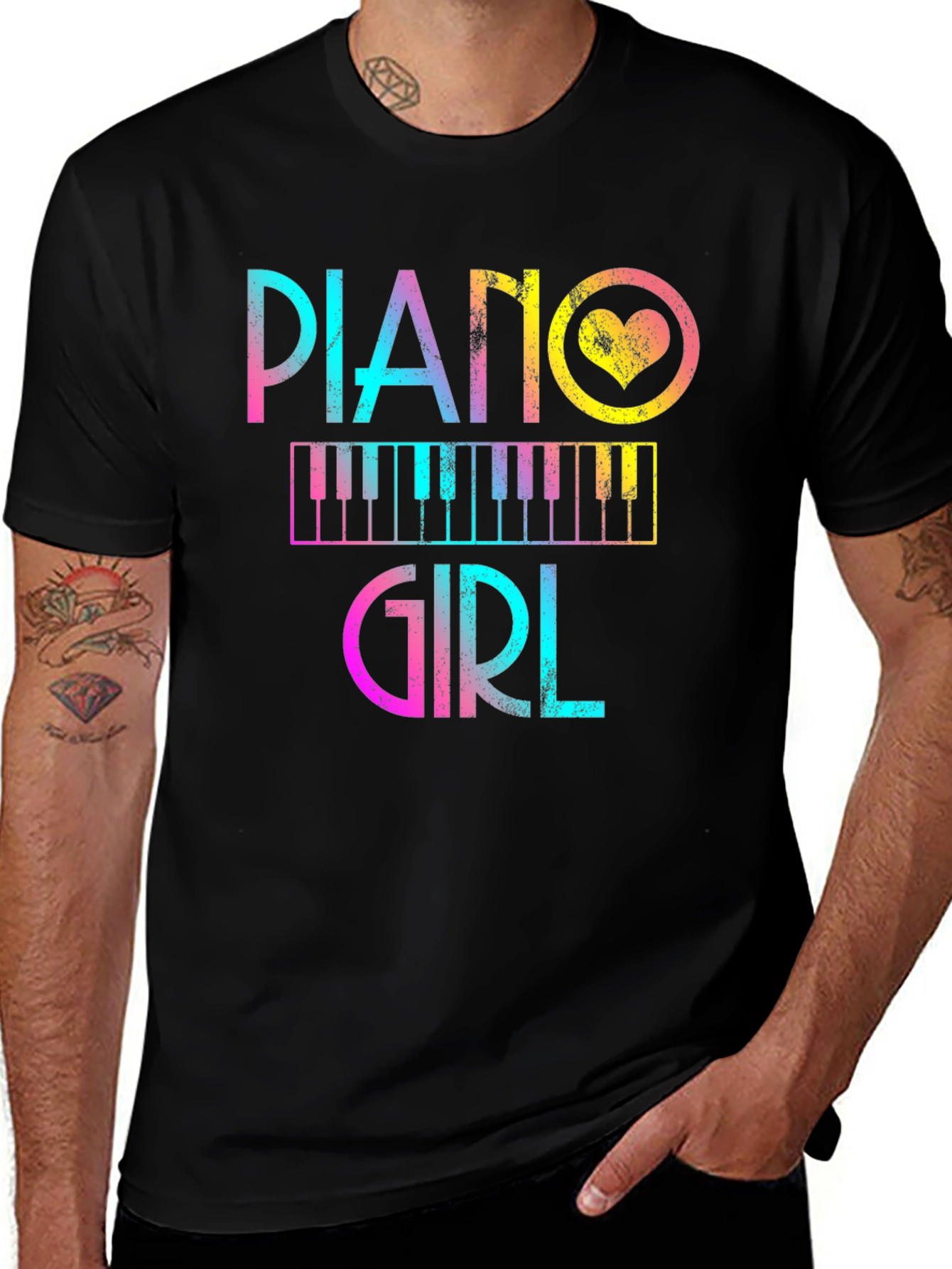 Piano Girl Graphic Tee - Music Lover T-Shirt