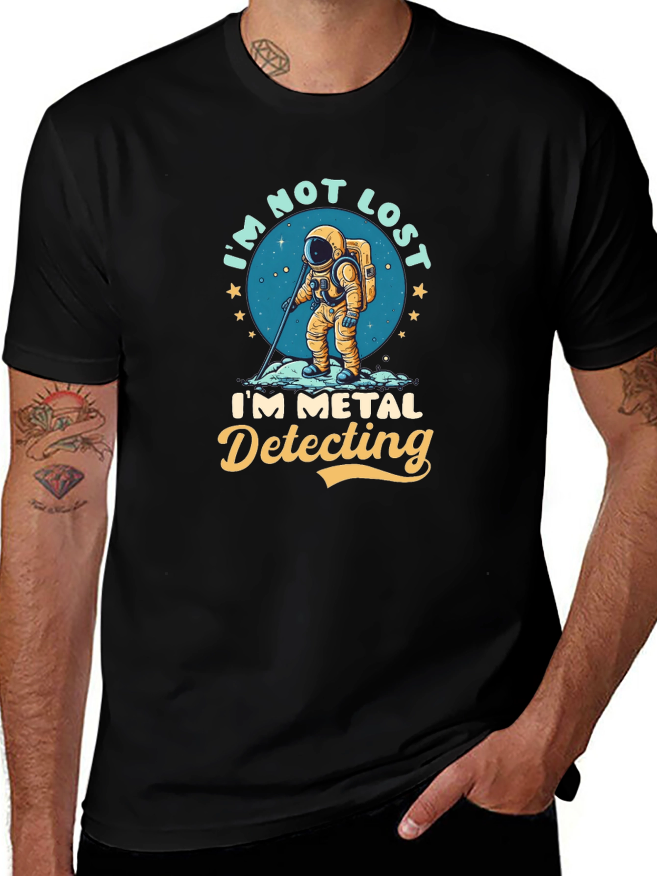 Variant 24 of Metal Detecting Astronaut T-Shirt - Lost? Never!