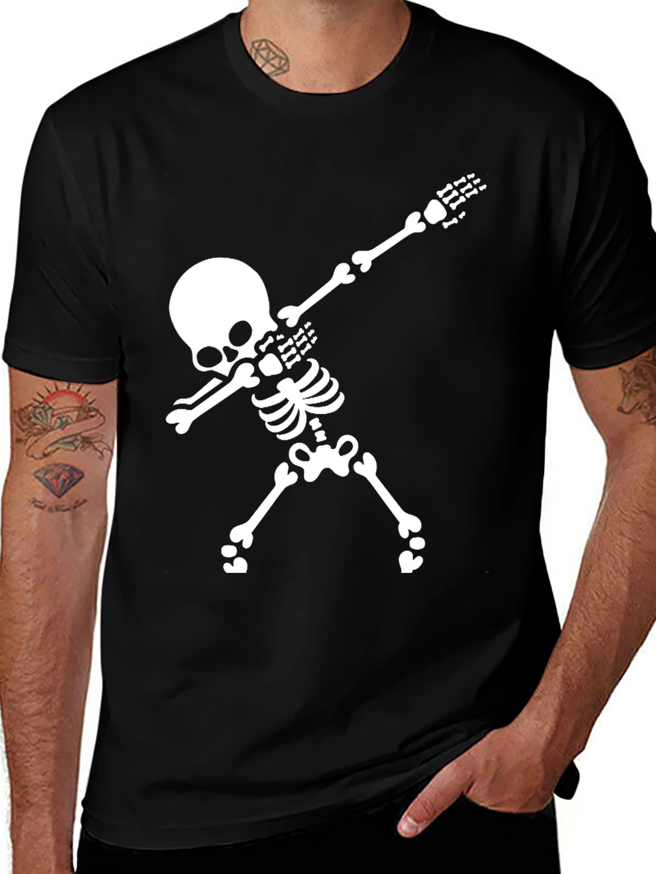 Variant 14 of Skeleton Dab T-Shirt - Black Cotton Tee