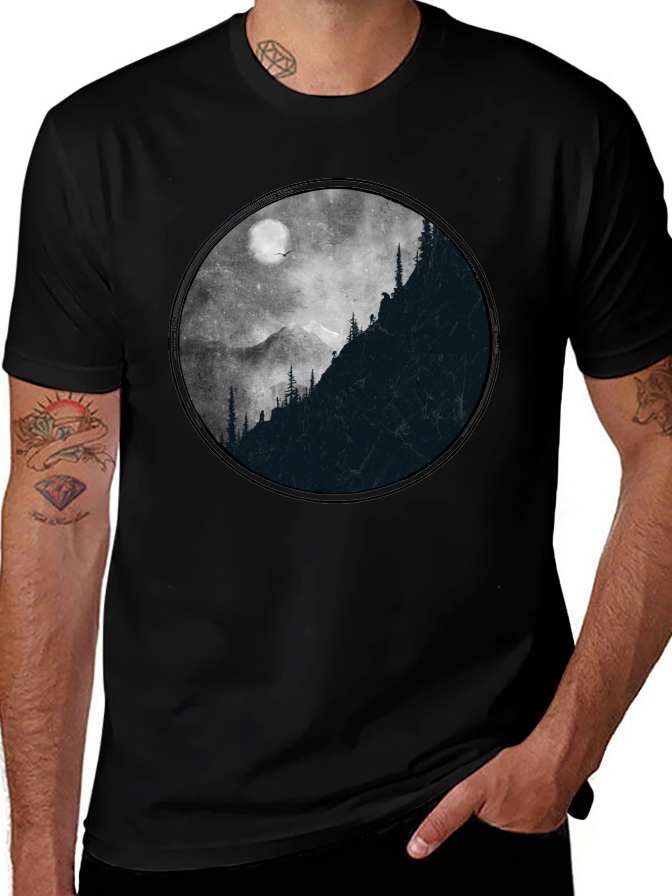 Variant 16 of Mountain Silhouette Graphic T-Shirt - Black
