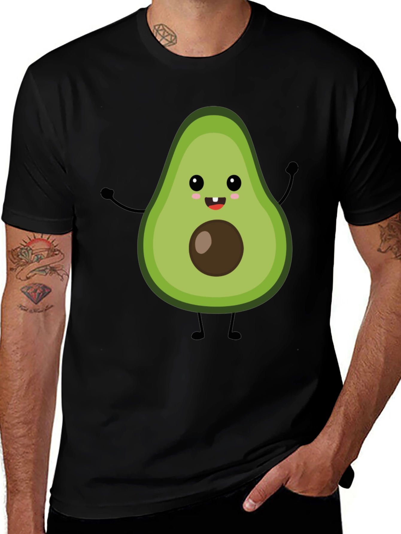 Variant 24 of Cute Avocado Graphic Black T-Shirt