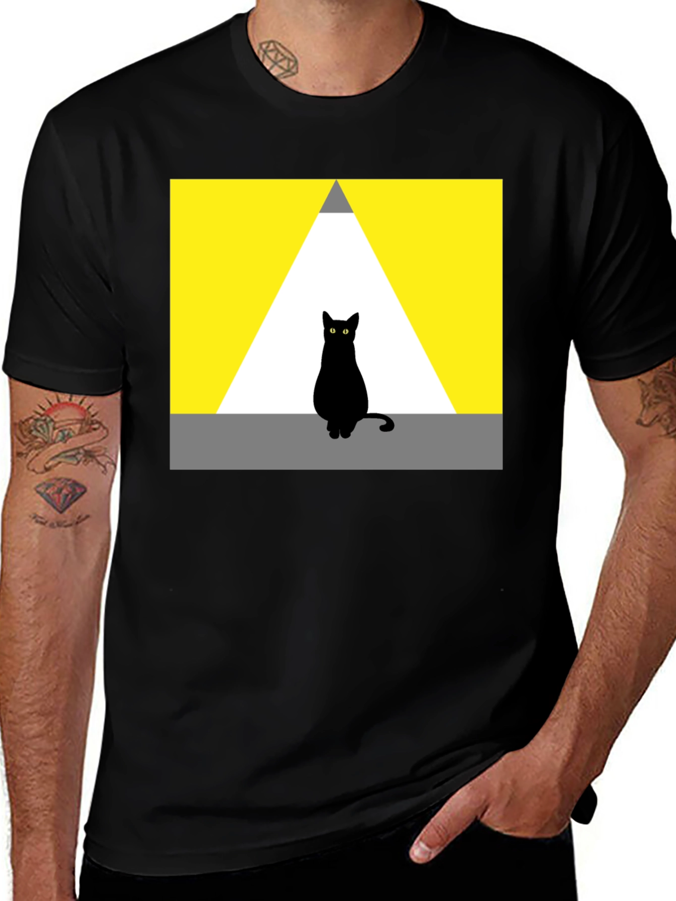 Variant 12 of Cat Silhouette Graphic Tee - Modern Abstract Design