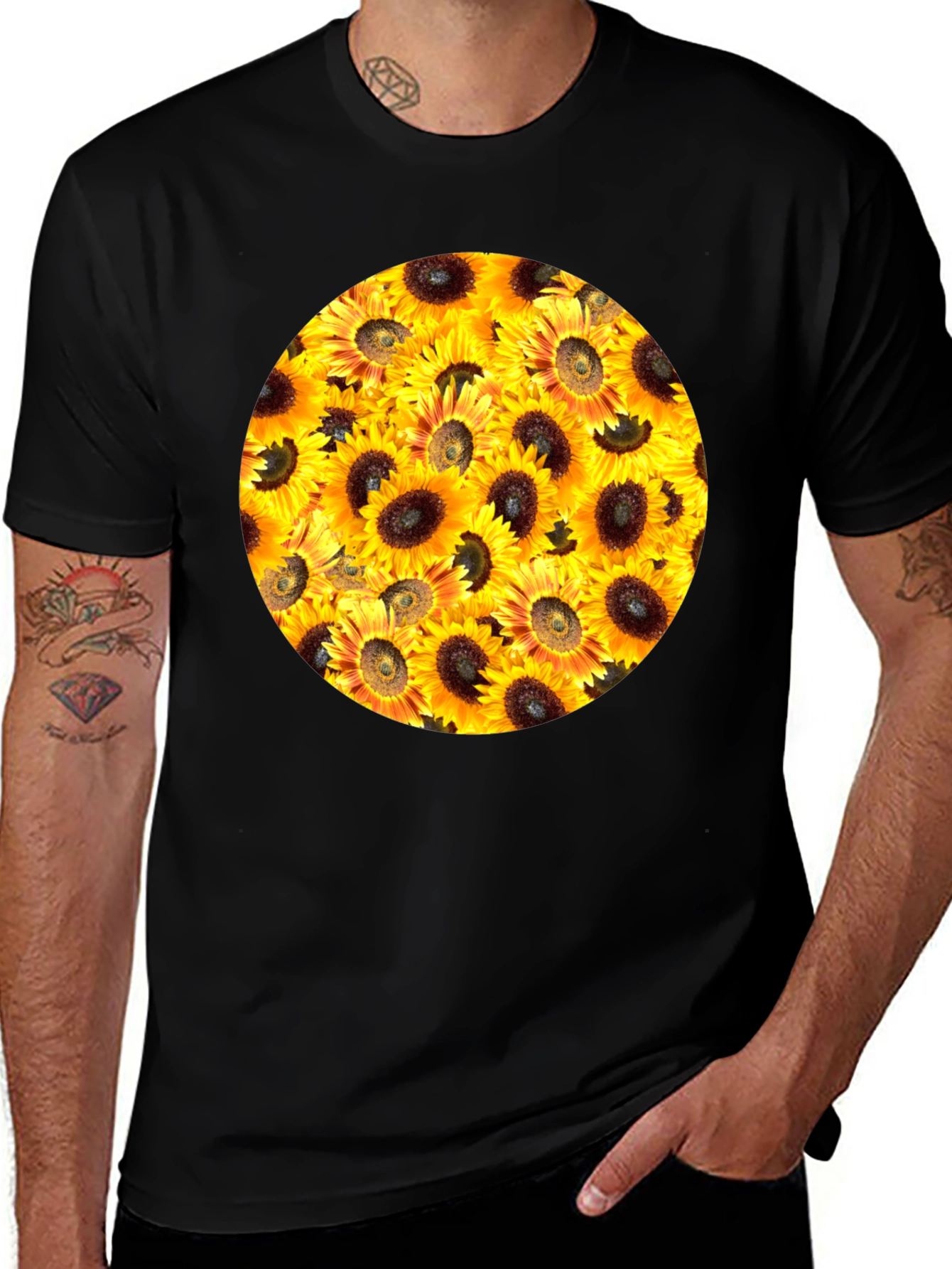 Variant 27 of Sunflower Graphic Tee - Men's Black T-Shirt