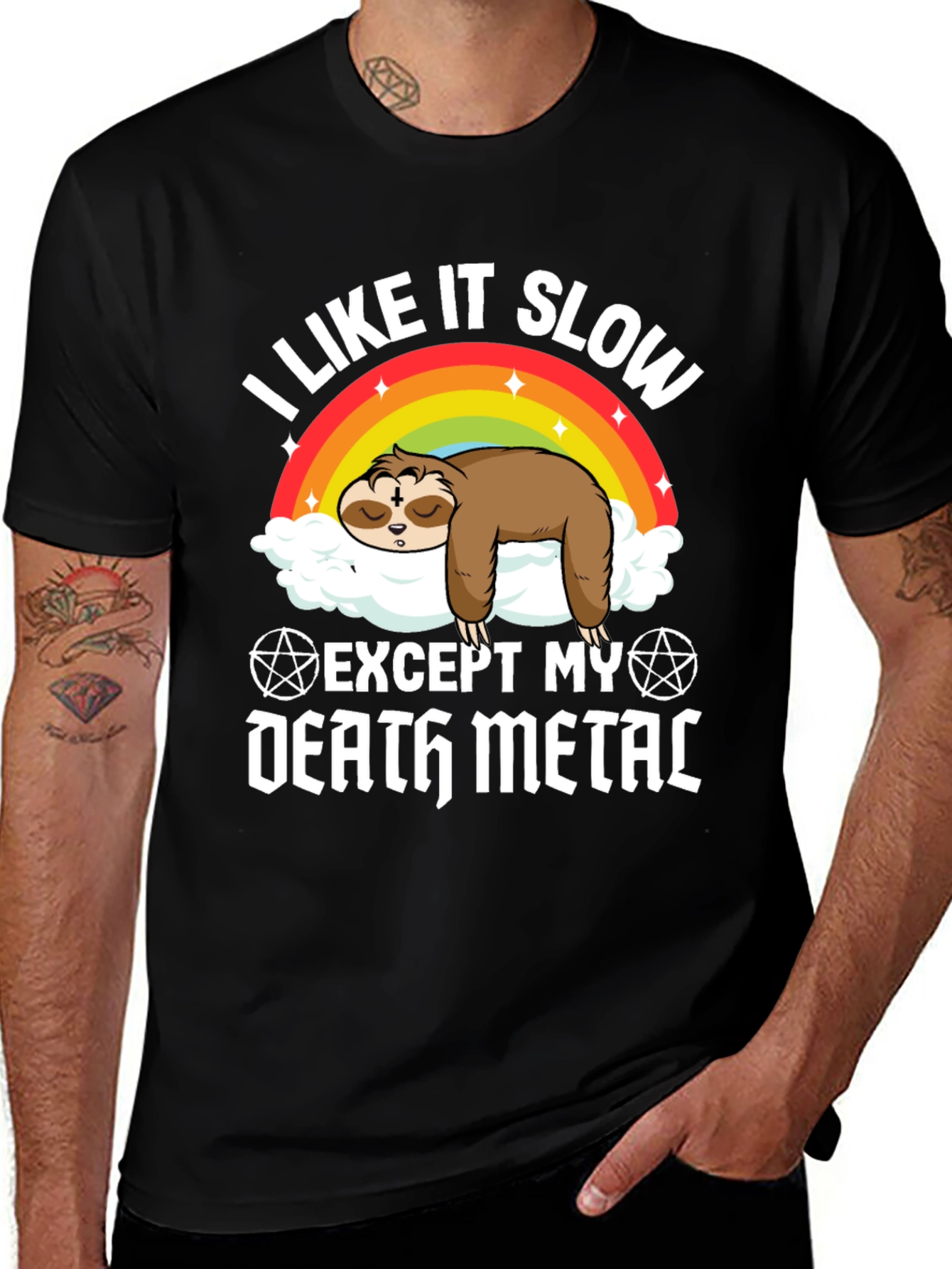 Variant 8 of I Like It Slow Except My Death Metal Sloth T-Shirt