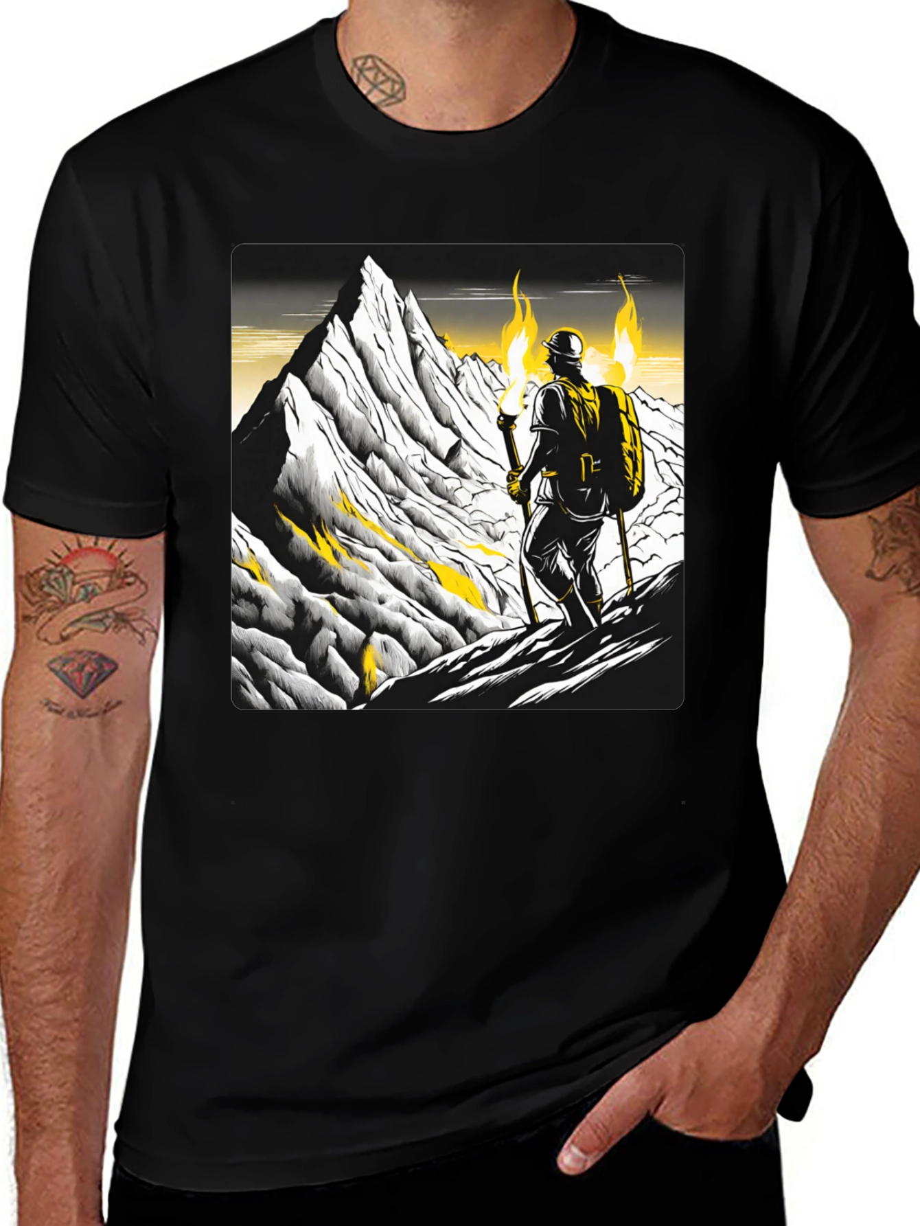Variant 19 of Mountain Climber Graphic Tee - Black Cotton T-Shirt