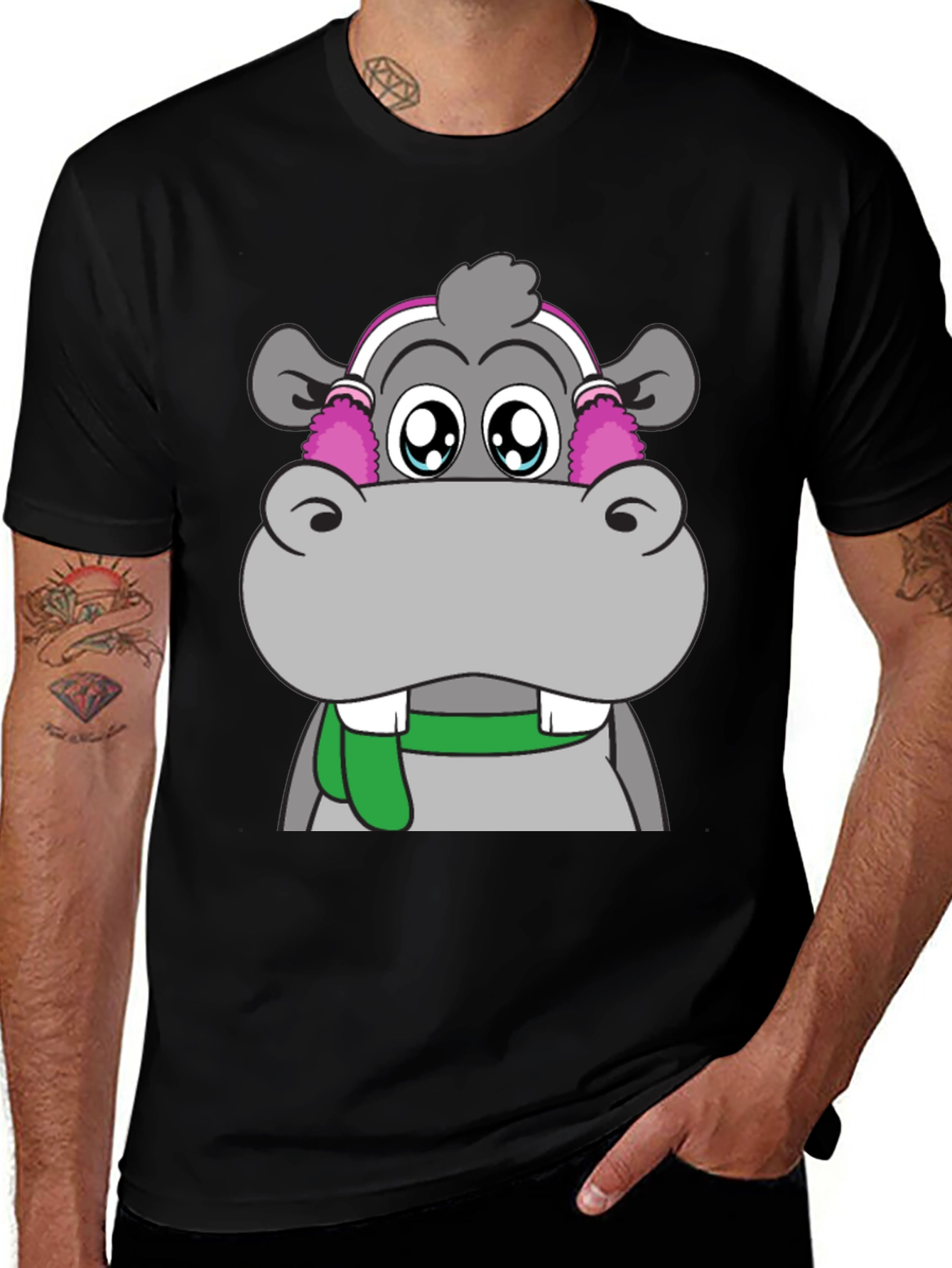 Variant 13 of Cute Hippo Graphic Tee - Unisex