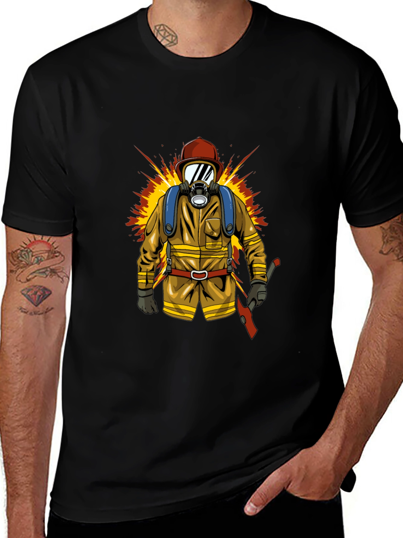 Variant 10 of Firefighter Graphic Tee - Black