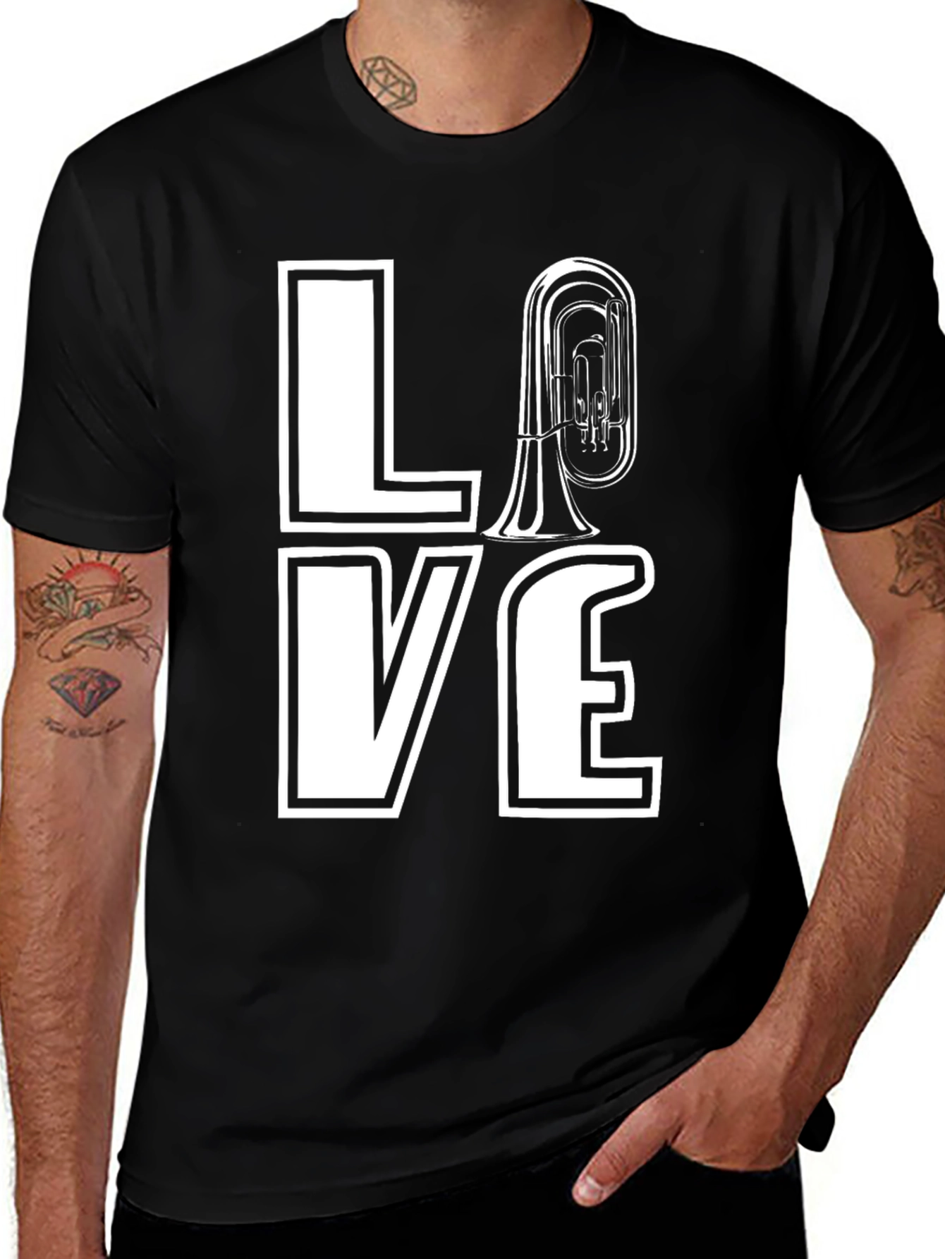 Variant 25 of LOVE Tuba Graphic T-Shirt - Black