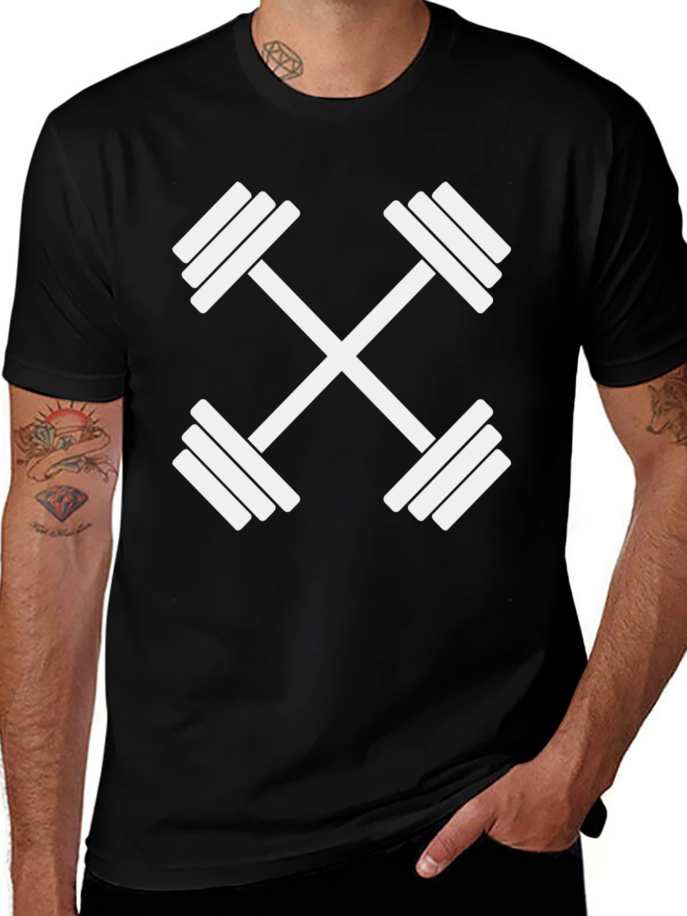 Variant 22 of Gym Life T-Shirt - Black with Dumbbell Design