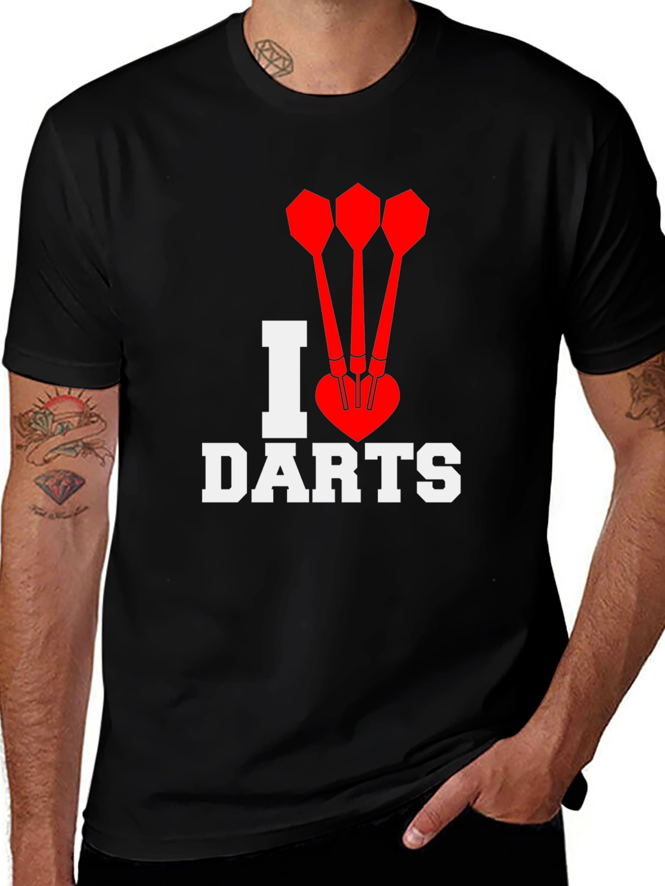 I Love Darts T-Shirt - Dartboard Heart Design