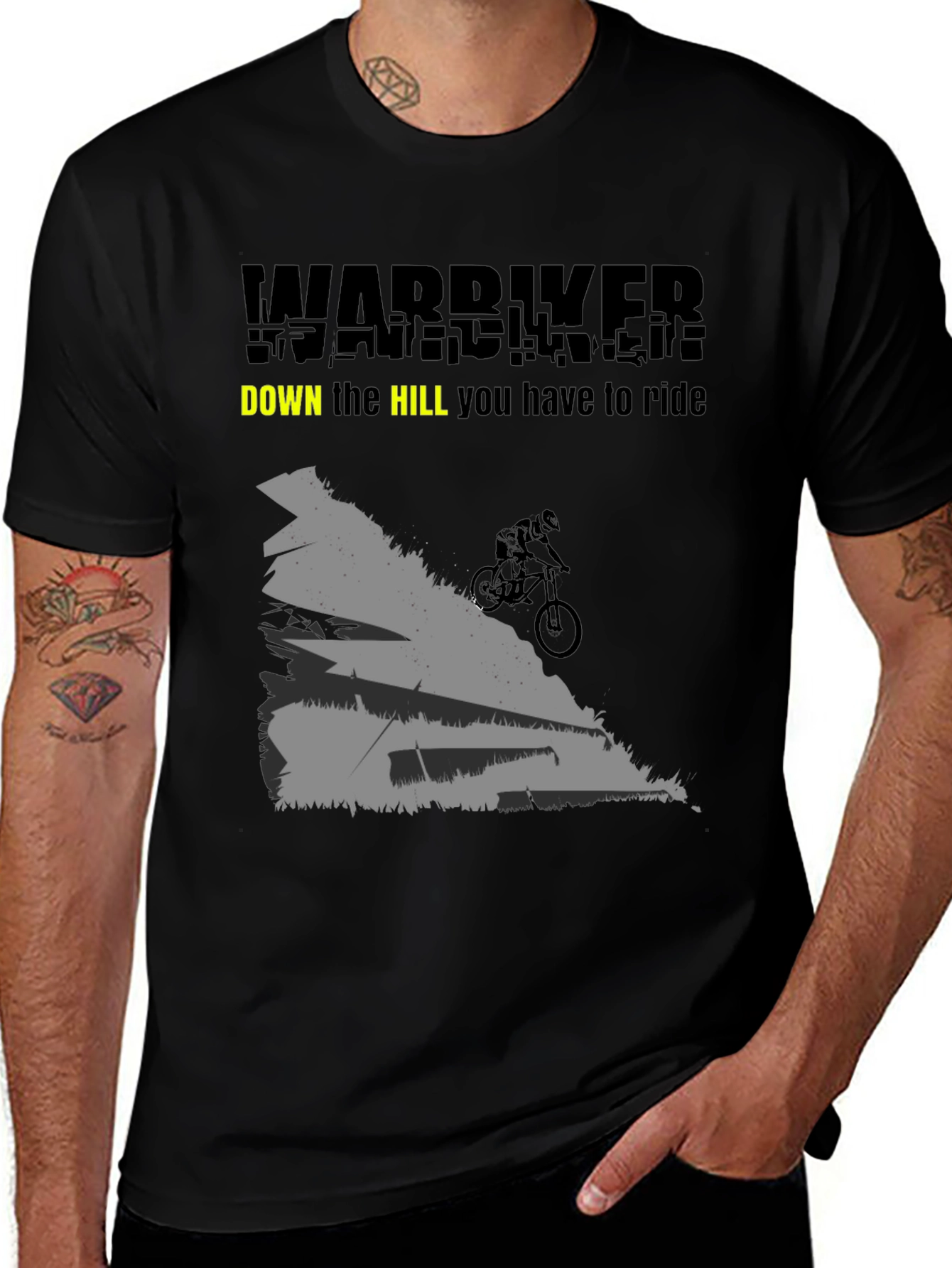 Variant 27 of Warbiker Downhill Ride T-Shirt - Black