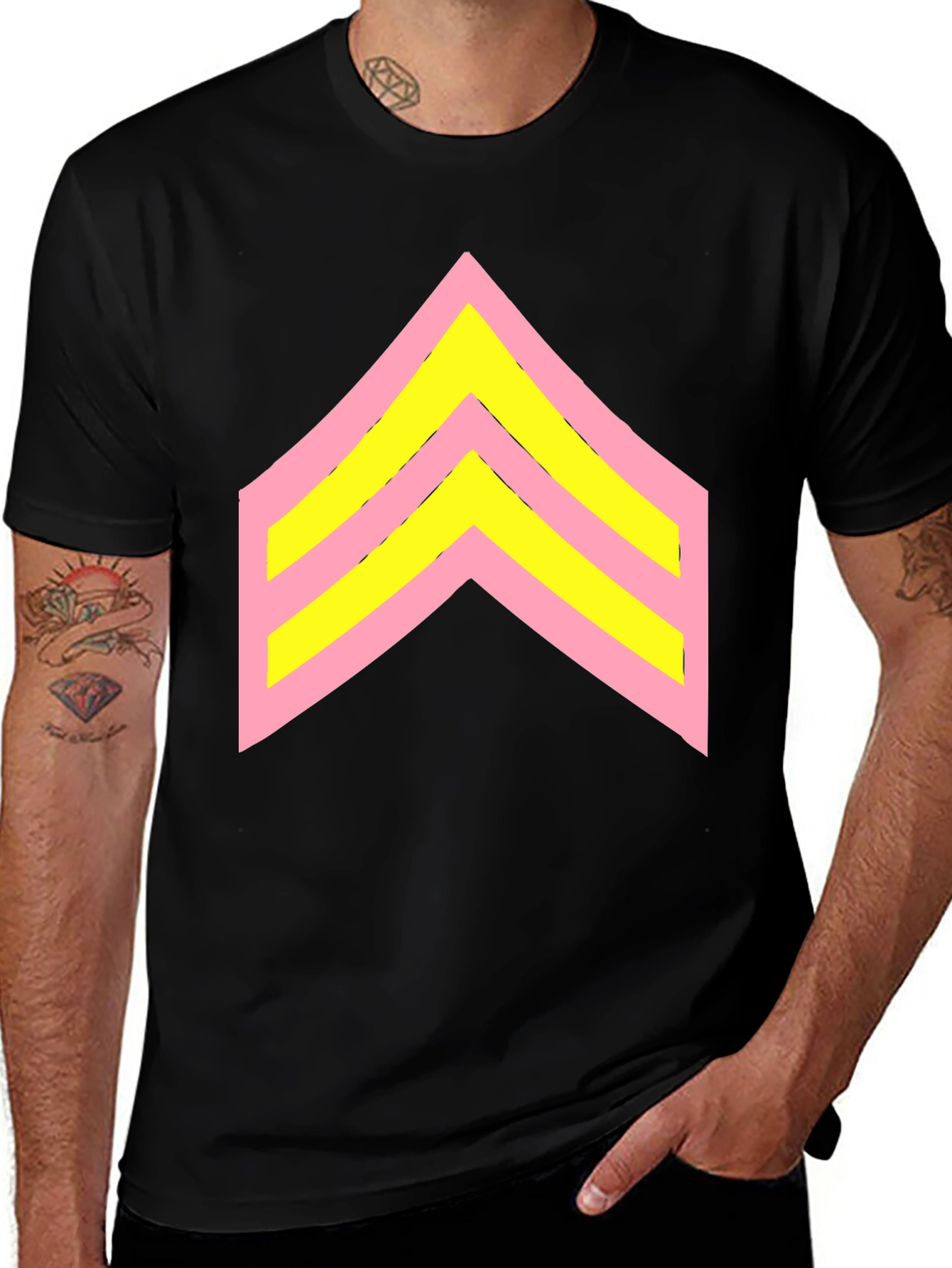 Variant 4 of Retro Chevron Graphic Tee - Black