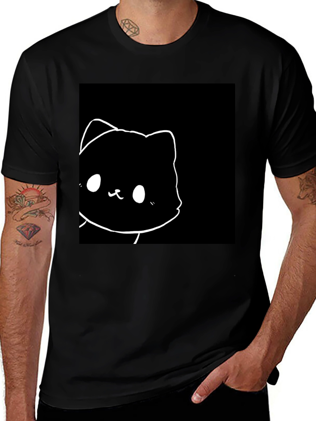 Variant 28 of Cute Black Cat T-Shirt - Unisex Cotton Tee