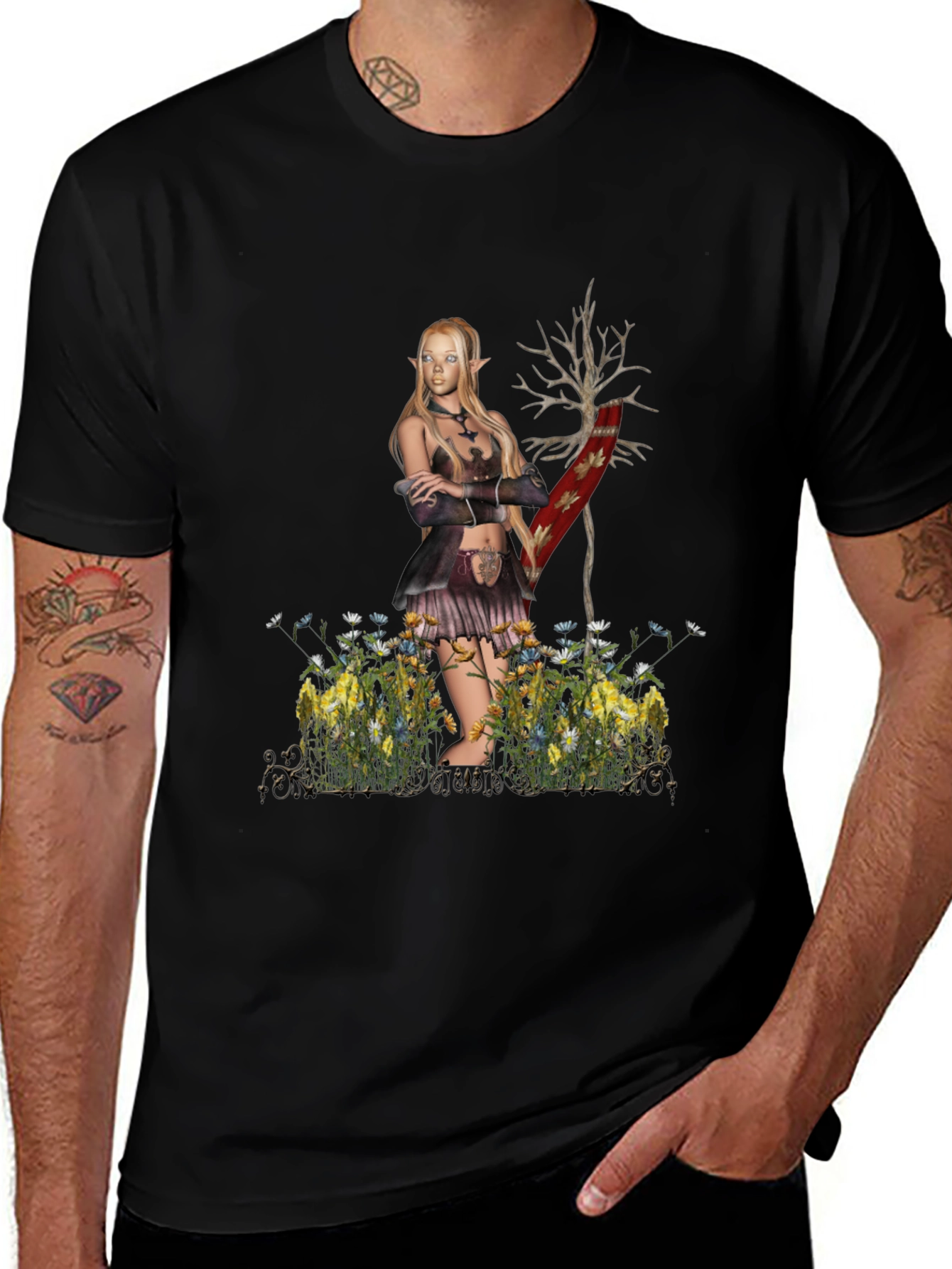 Variant 13 of Fantasy Elf T-Shirt - Nature Inspired Graphic Tee